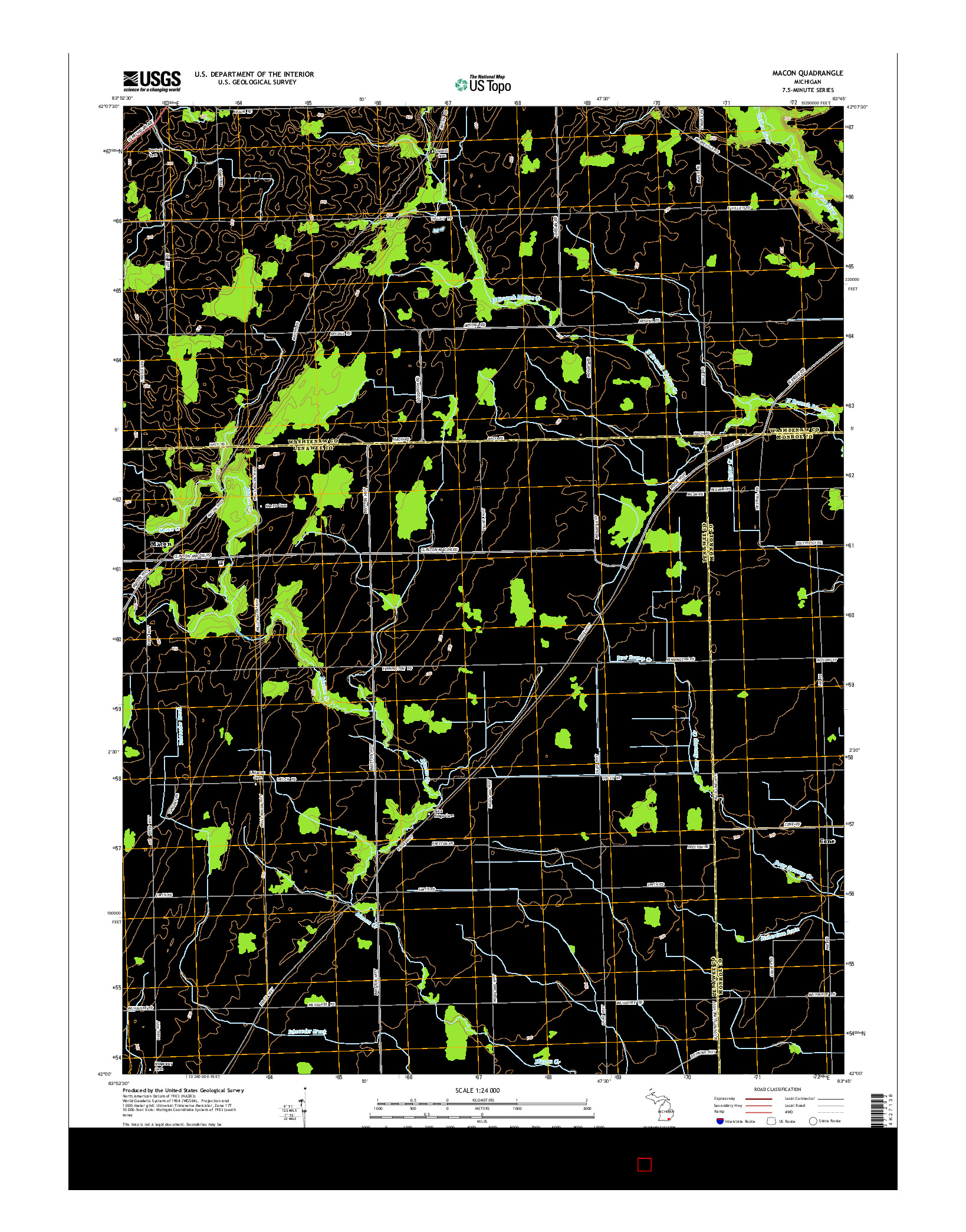USGS US TOPO 7.5-MINUTE MAP FOR MACON, MI 2014