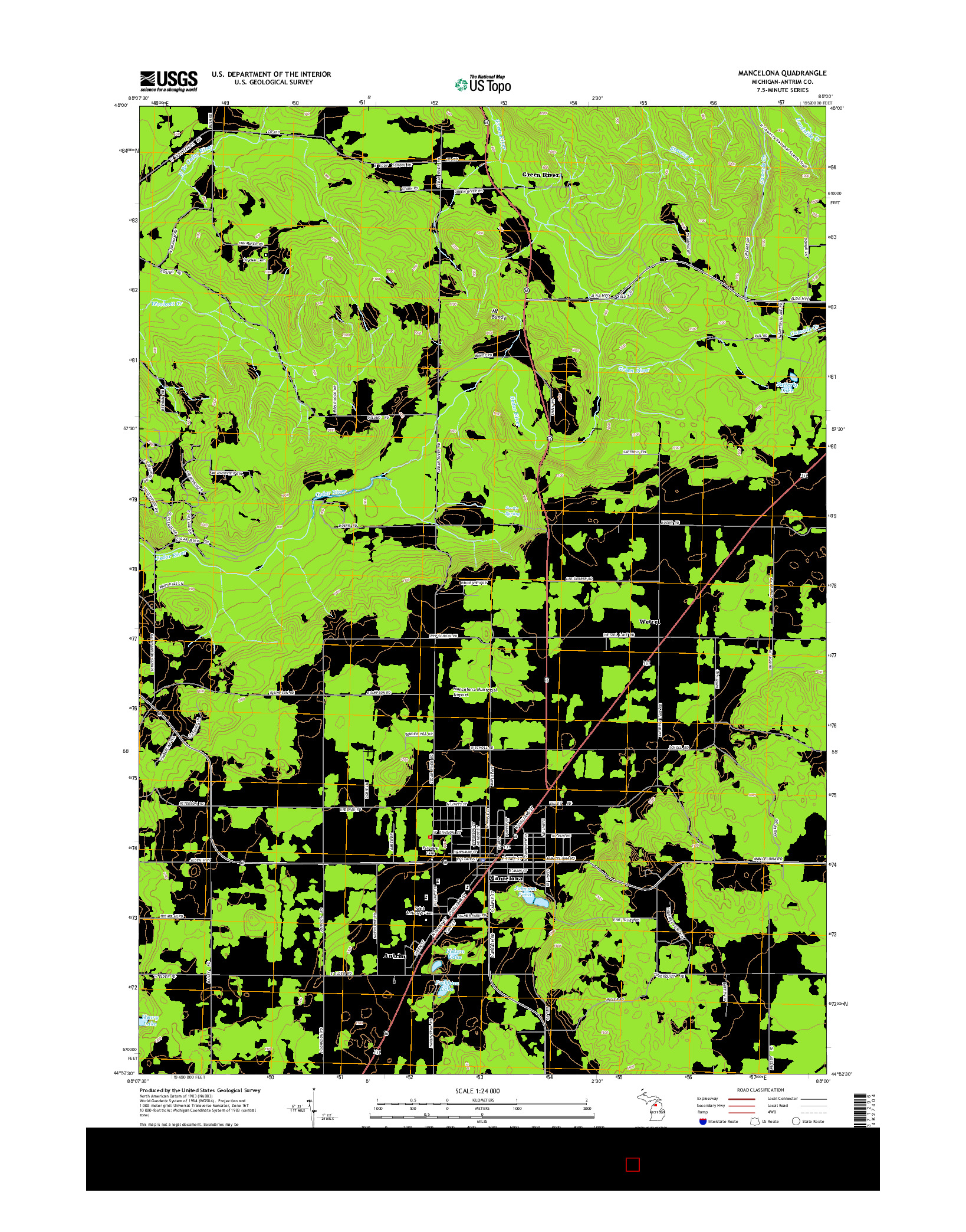 USGS US TOPO 7.5-MINUTE MAP FOR MANCELONA, MI 2014