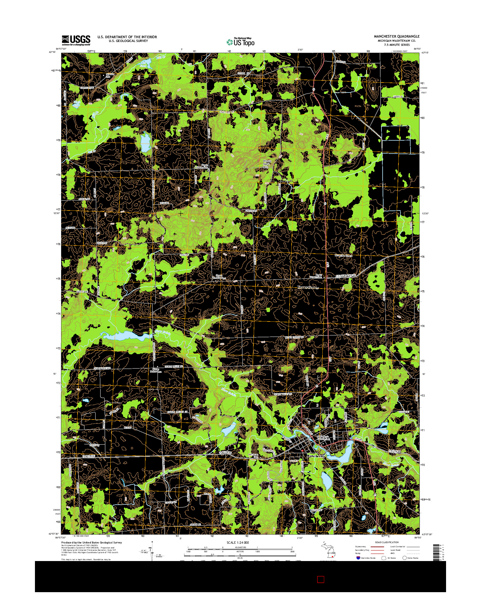 USGS US TOPO 7.5-MINUTE MAP FOR MANCHESTER, MI 2014