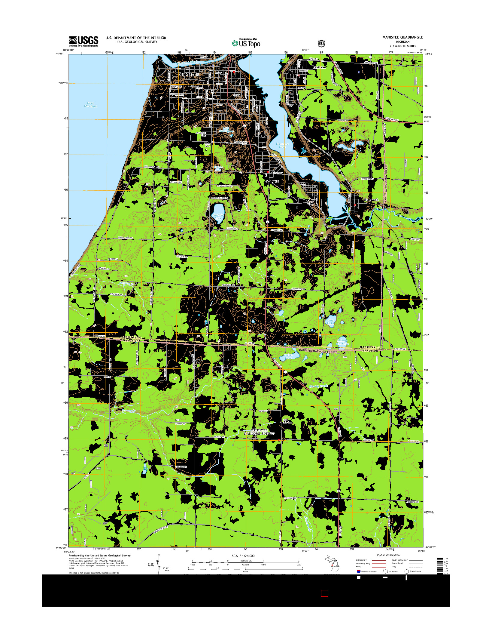 USGS US TOPO 7.5-MINUTE MAP FOR MANISTEE, MI 2014