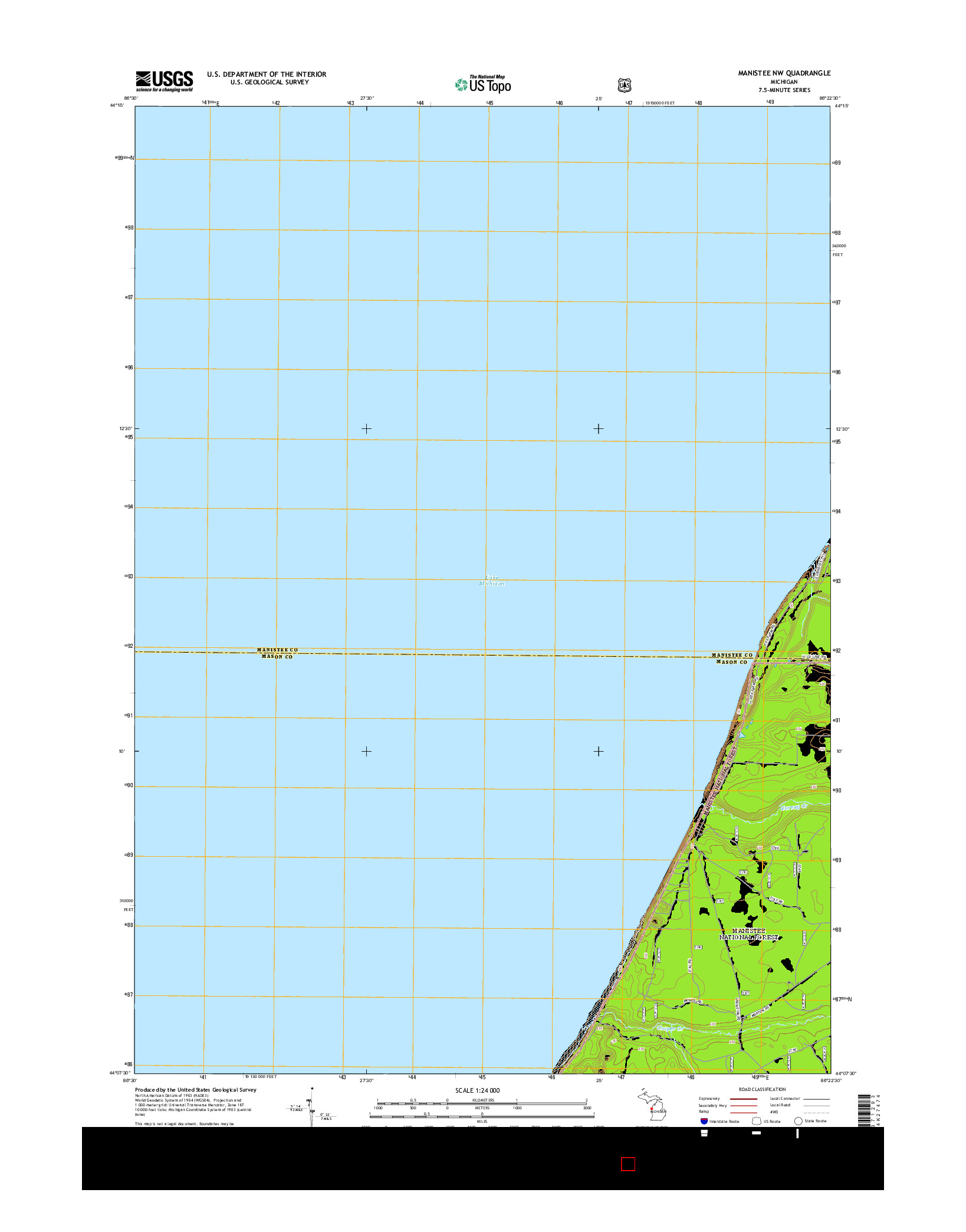 USGS US TOPO 7.5-MINUTE MAP FOR MANISTEE NW, MI 2014