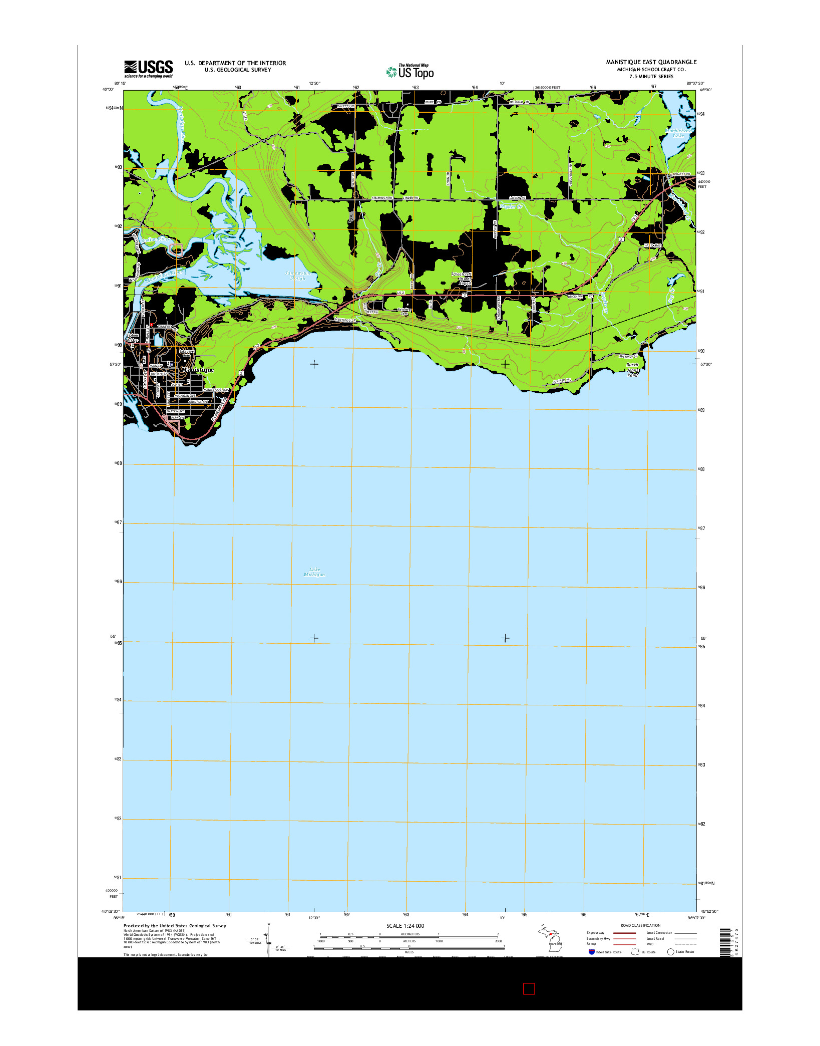 USGS US TOPO 7.5-MINUTE MAP FOR MANISTIQUE EAST, MI 2014