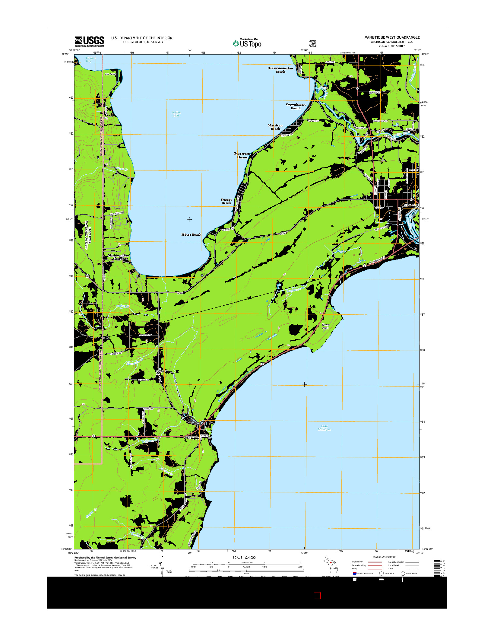 USGS US TOPO 7.5-MINUTE MAP FOR MANISTIQUE WEST, MI 2014