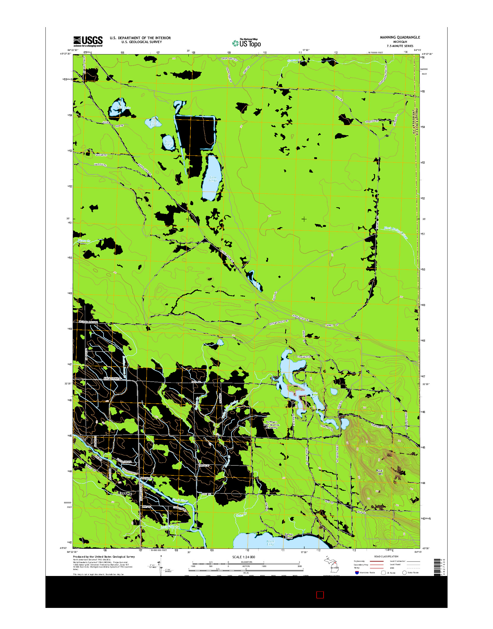 USGS US TOPO 7.5-MINUTE MAP FOR MANNING, MI 2014