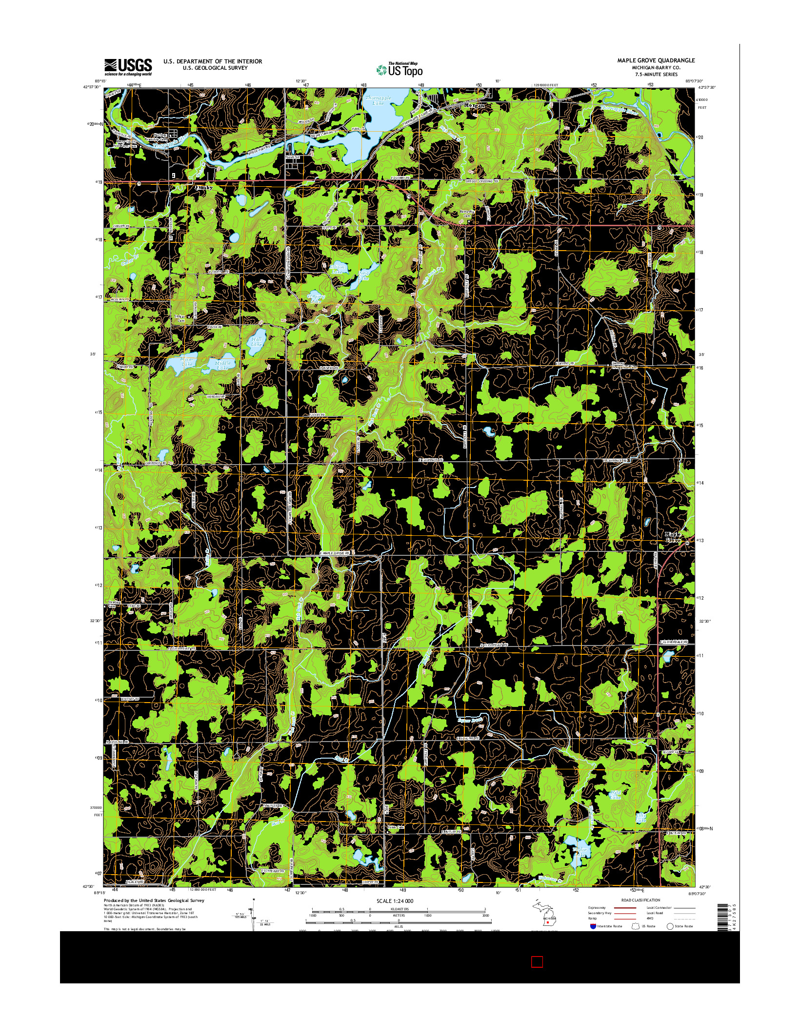 USGS US TOPO 7.5-MINUTE MAP FOR MAPLE GROVE, MI 2014