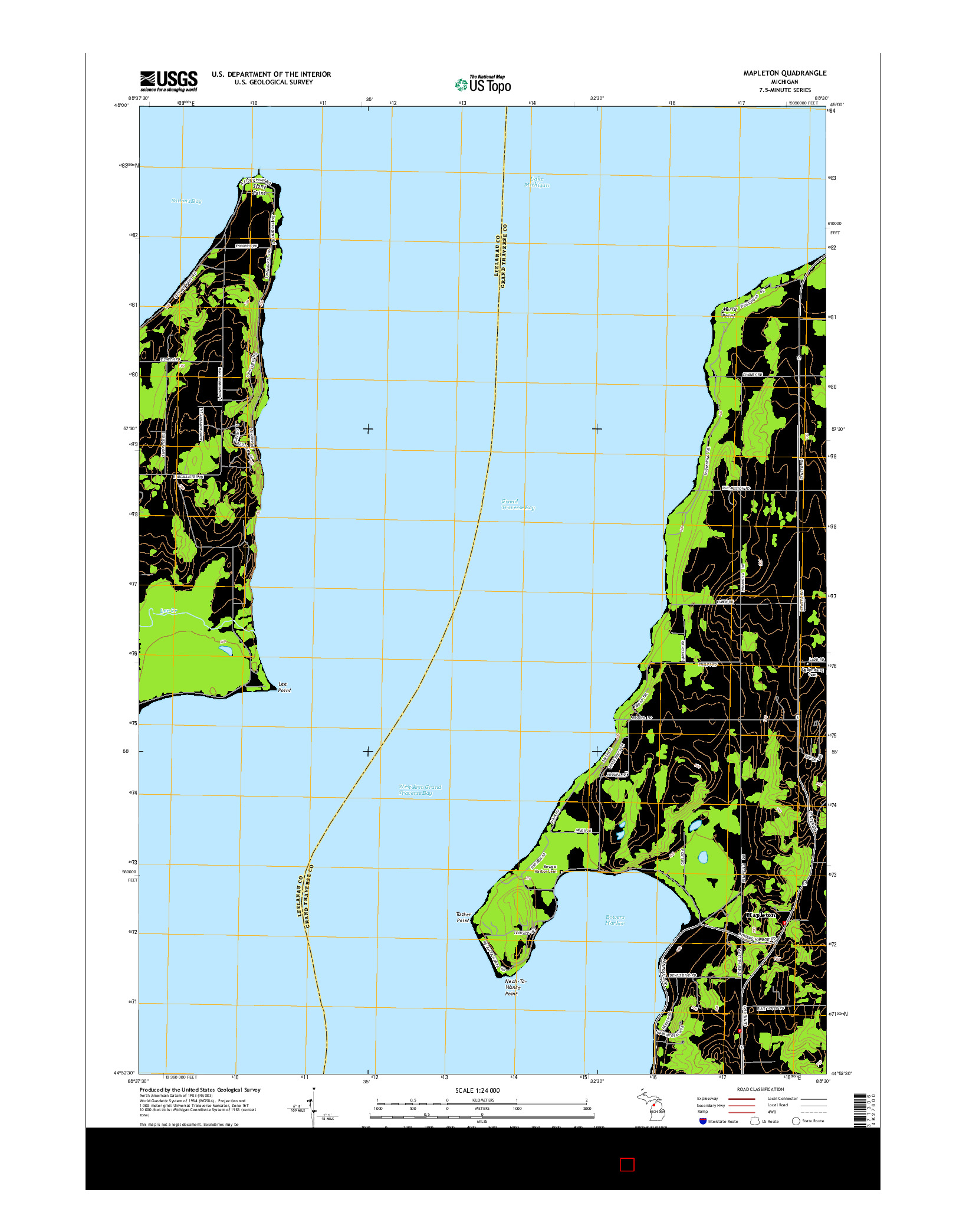 USGS US TOPO 7.5-MINUTE MAP FOR MAPLETON, MI 2014