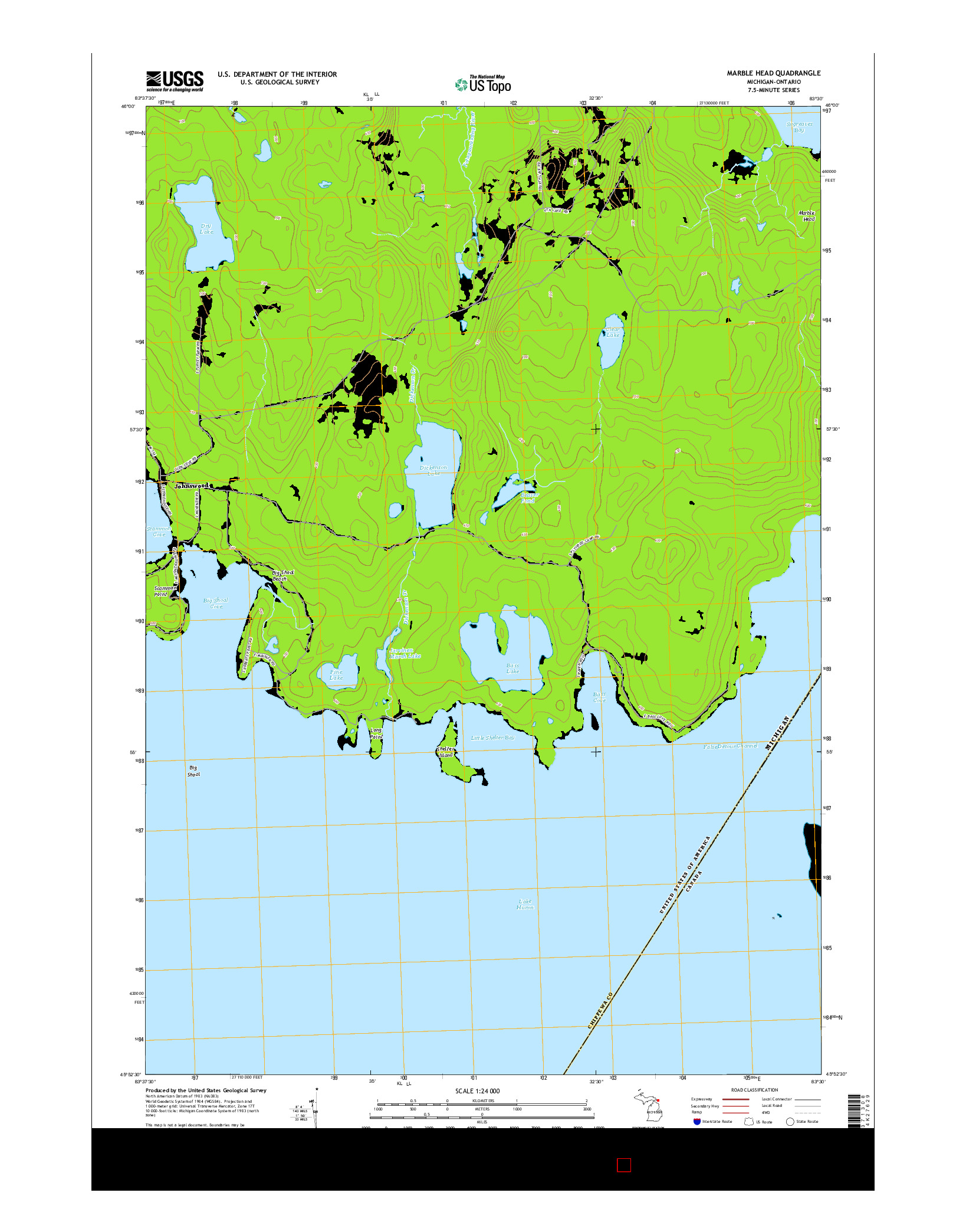 USGS US TOPO 7.5-MINUTE MAP FOR MARBLE HEAD, MI-ON 2014