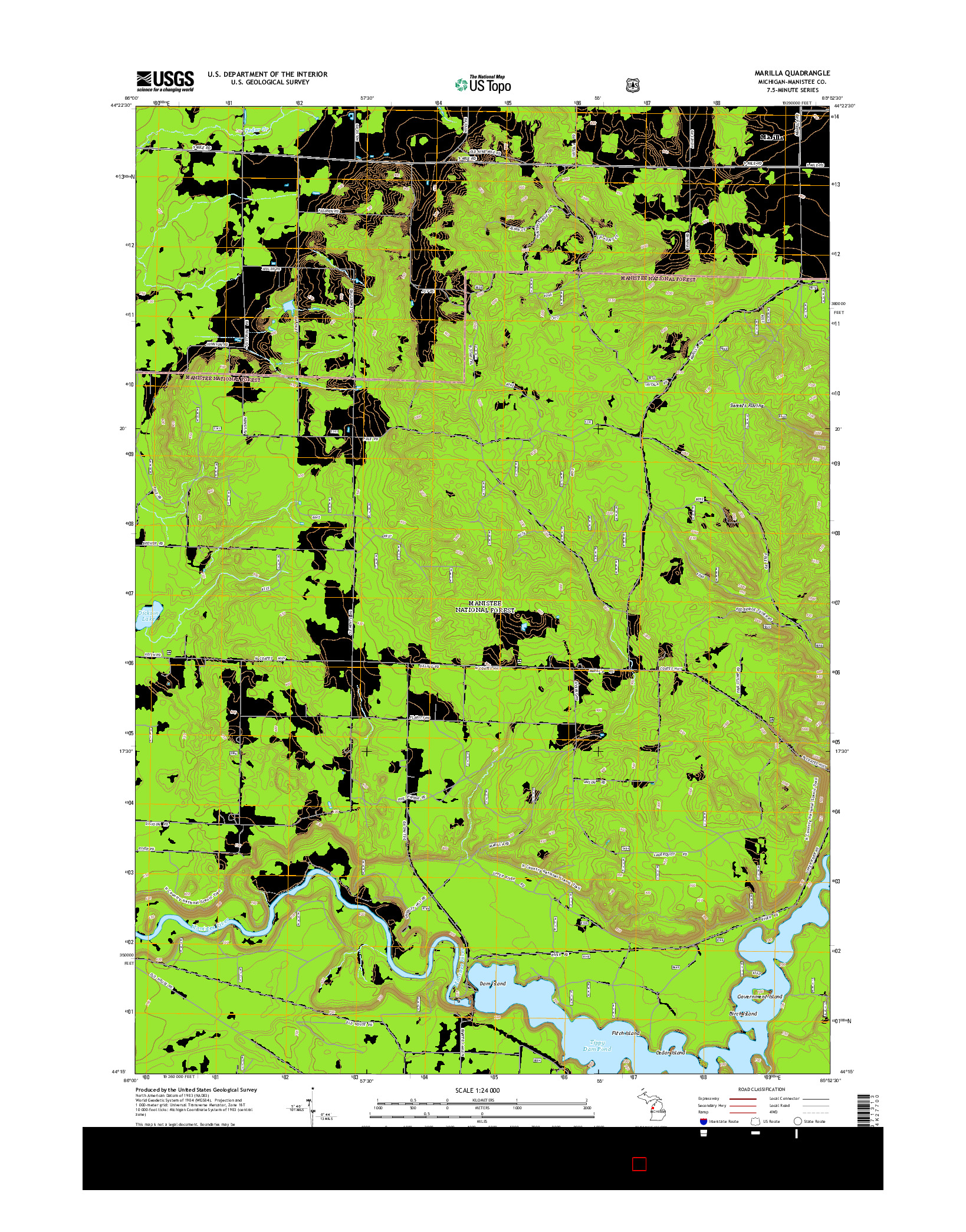 USGS US TOPO 7.5-MINUTE MAP FOR MARILLA, MI 2014