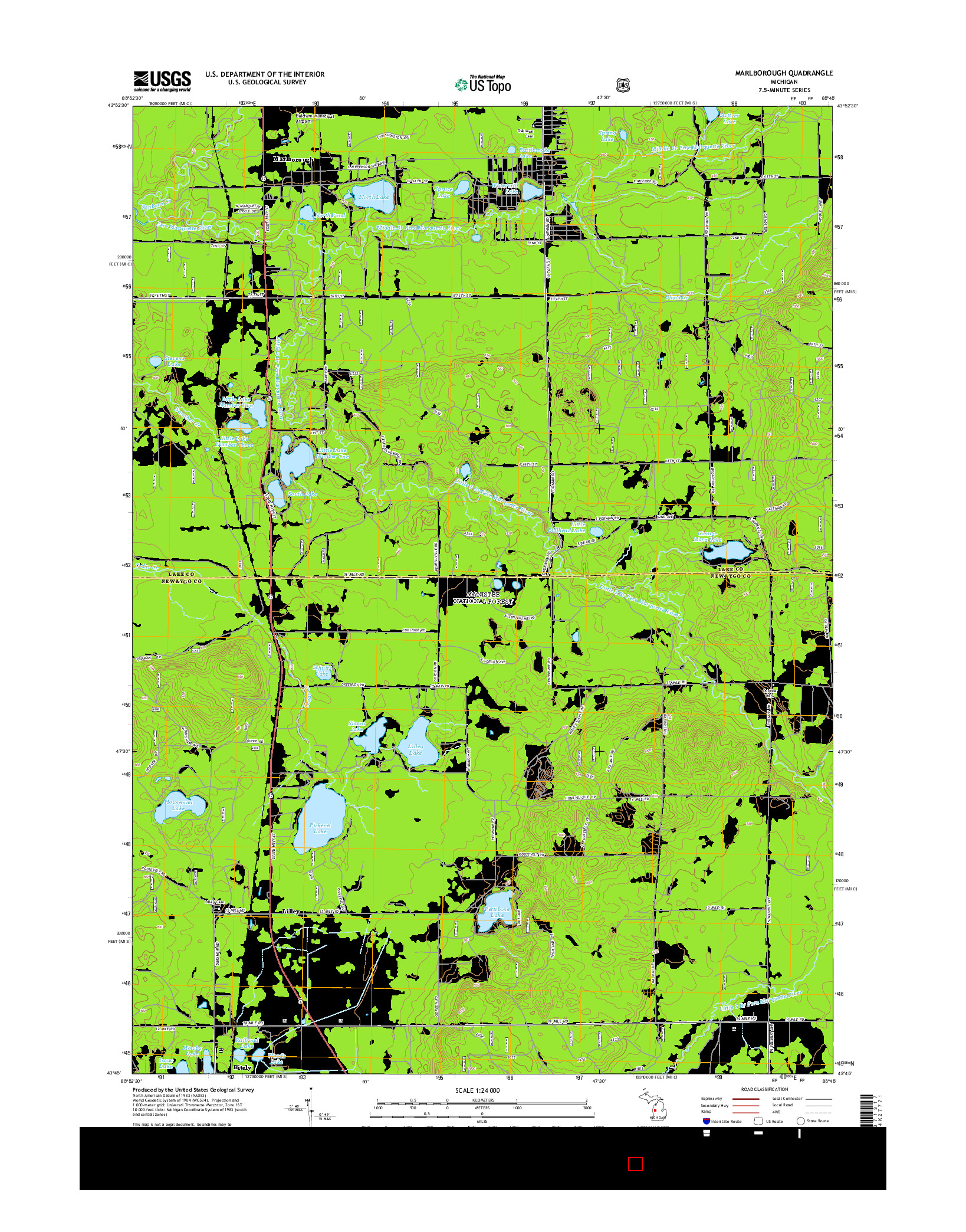 USGS US TOPO 7.5-MINUTE MAP FOR MARLBOROUGH, MI 2014