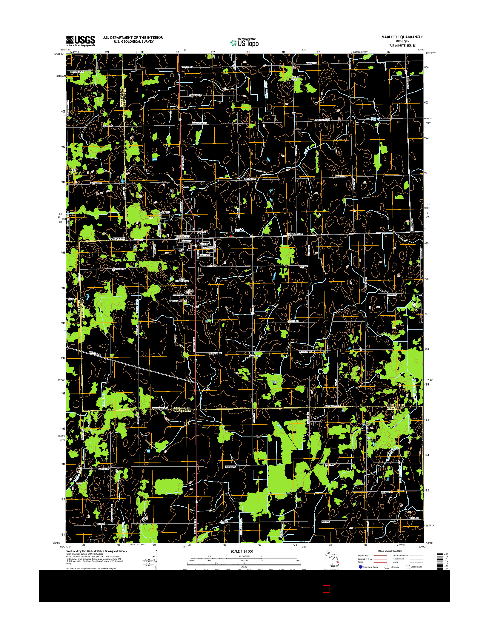 USGS US TOPO 7.5-MINUTE MAP FOR MARLETTE, MI 2014