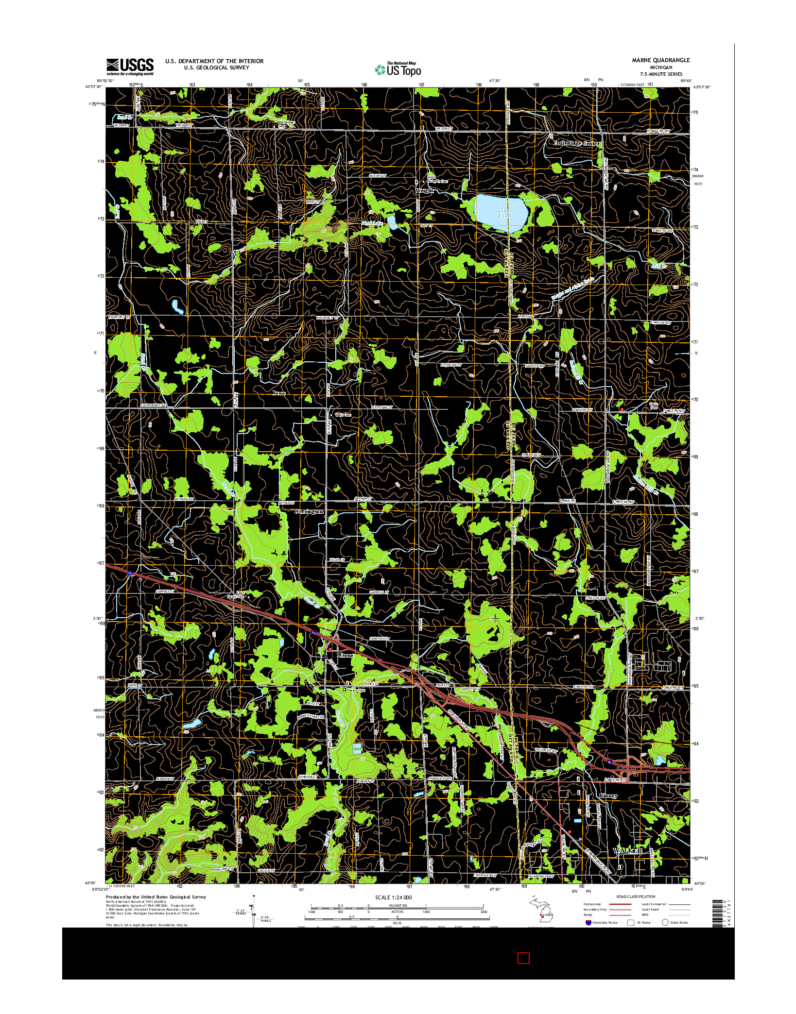 USGS US TOPO 7.5-MINUTE MAP FOR MARNE, MI 2014