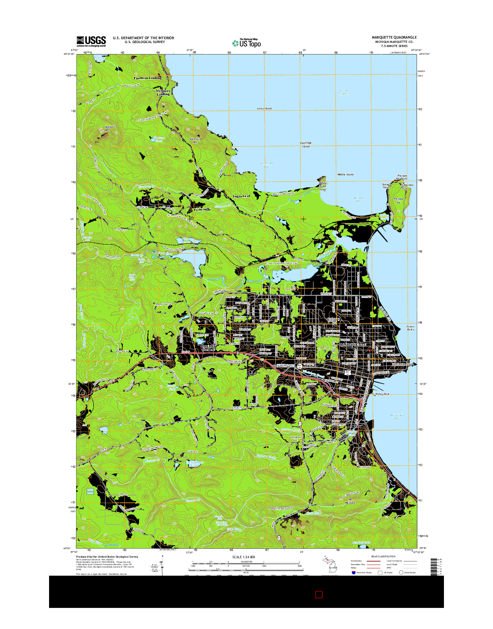 USGS US TOPO 7.5-MINUTE MAP FOR MARQUETTE, MI 2014