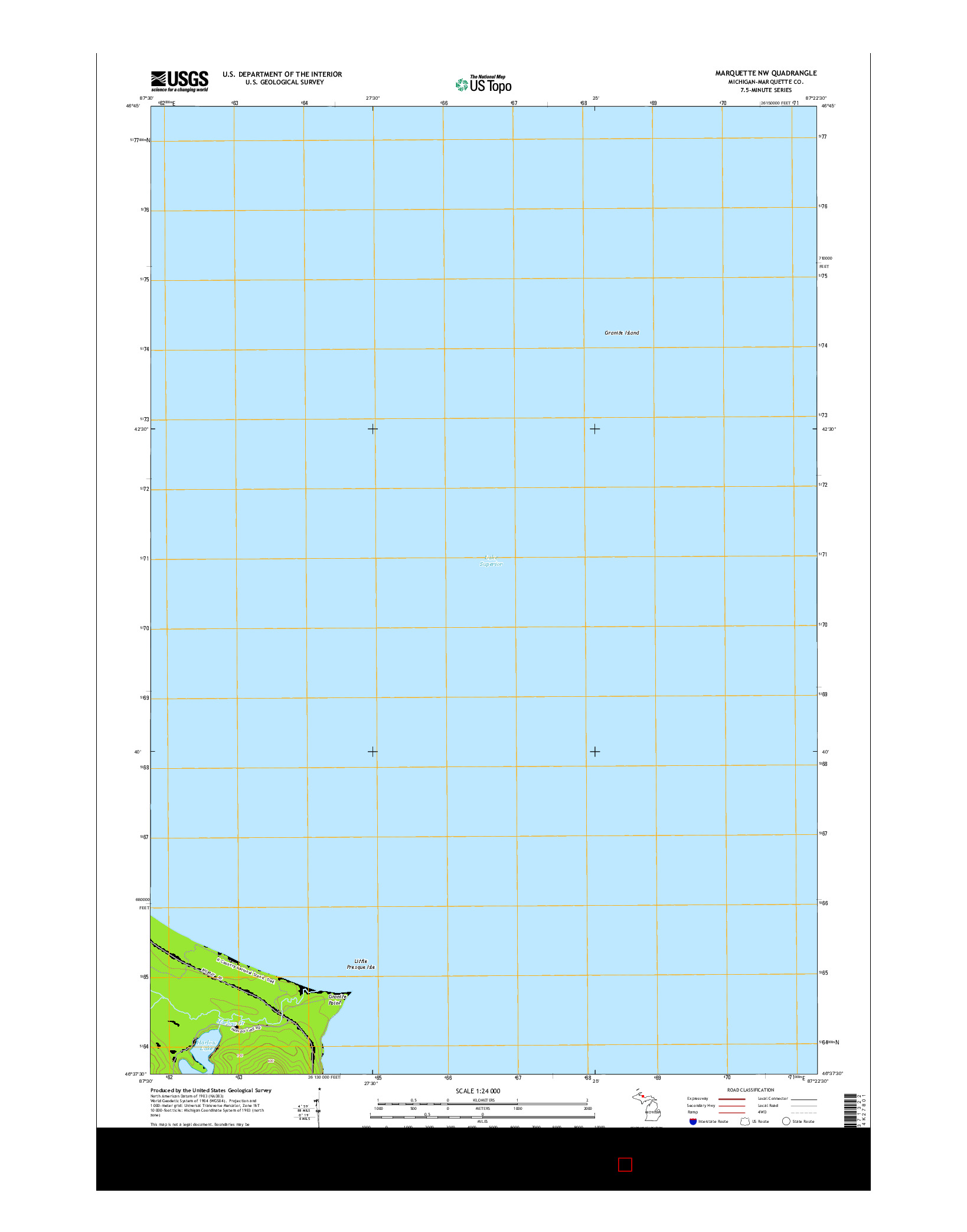 USGS US TOPO 7.5-MINUTE MAP FOR MARQUETTE NW, MI 2014