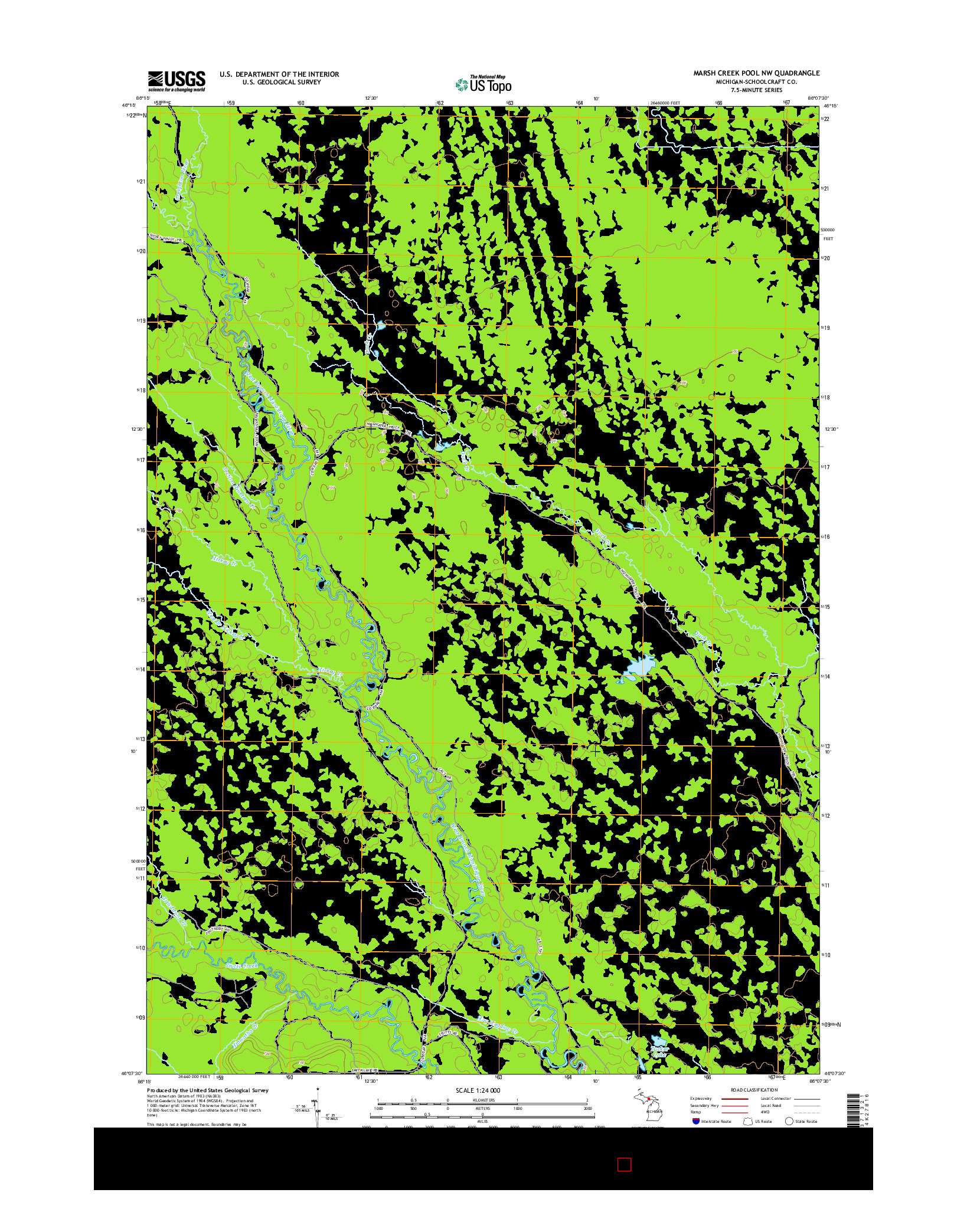 USGS US TOPO 7.5-MINUTE MAP FOR MARSH CREEK POOL NW, MI 2014