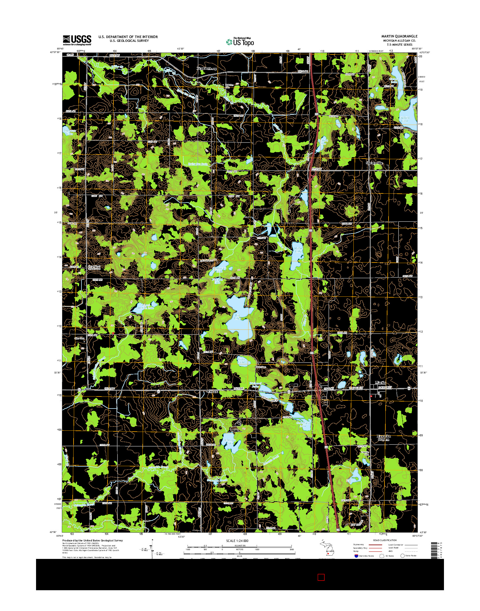 USGS US TOPO 7.5-MINUTE MAP FOR MARTIN, MI 2014