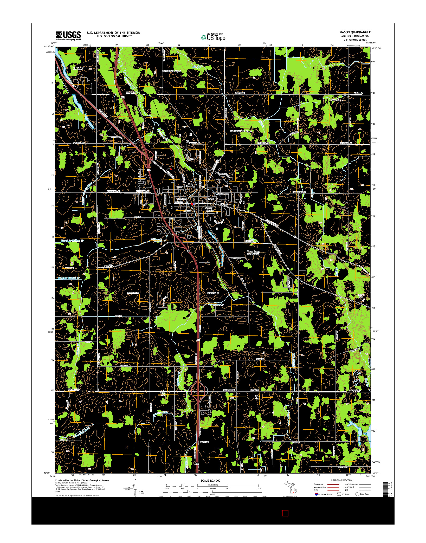 USGS US TOPO 7.5-MINUTE MAP FOR MASON, MI 2014