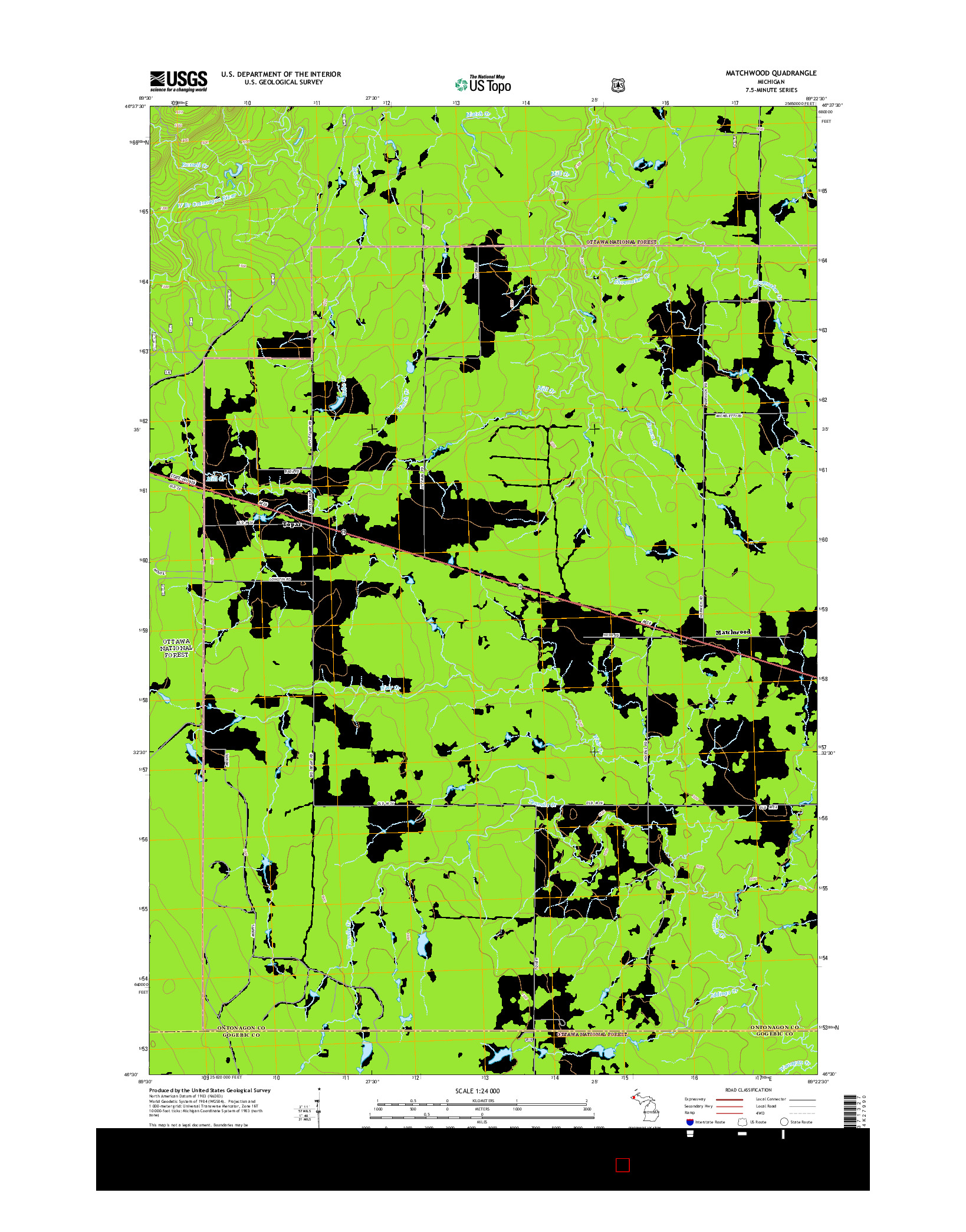 USGS US TOPO 7.5-MINUTE MAP FOR MATCHWOOD, MI 2014