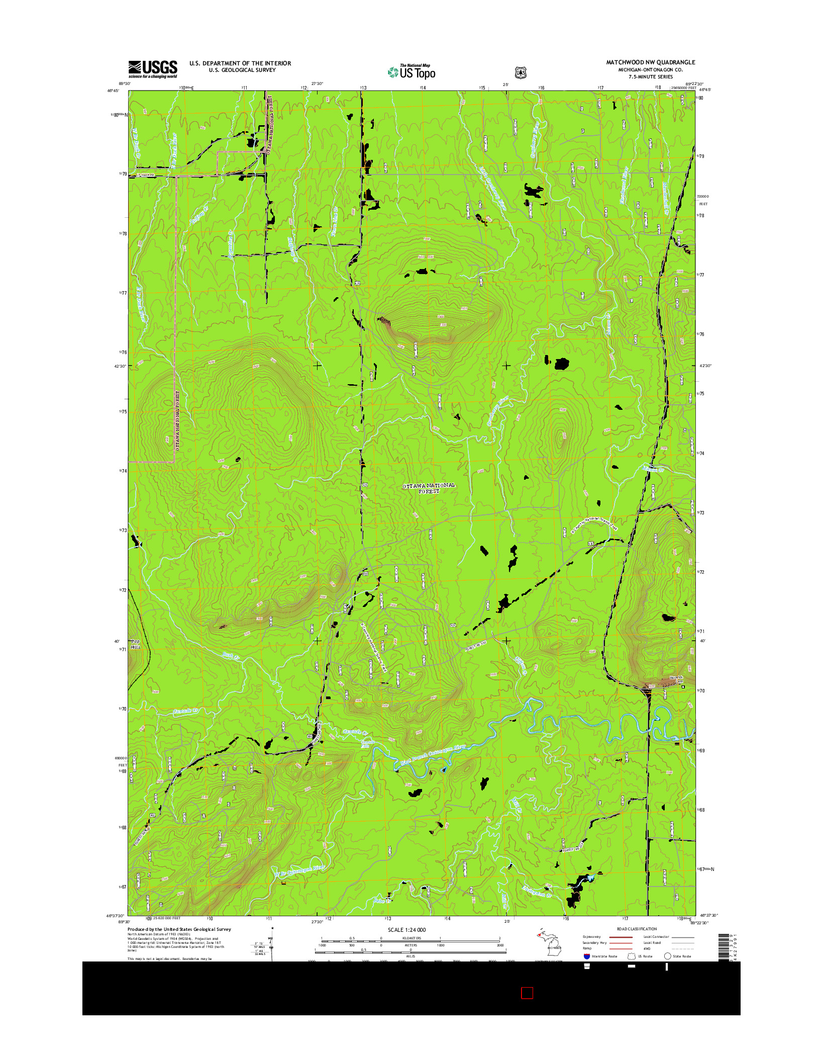 USGS US TOPO 7.5-MINUTE MAP FOR MATCHWOOD NW, MI 2014