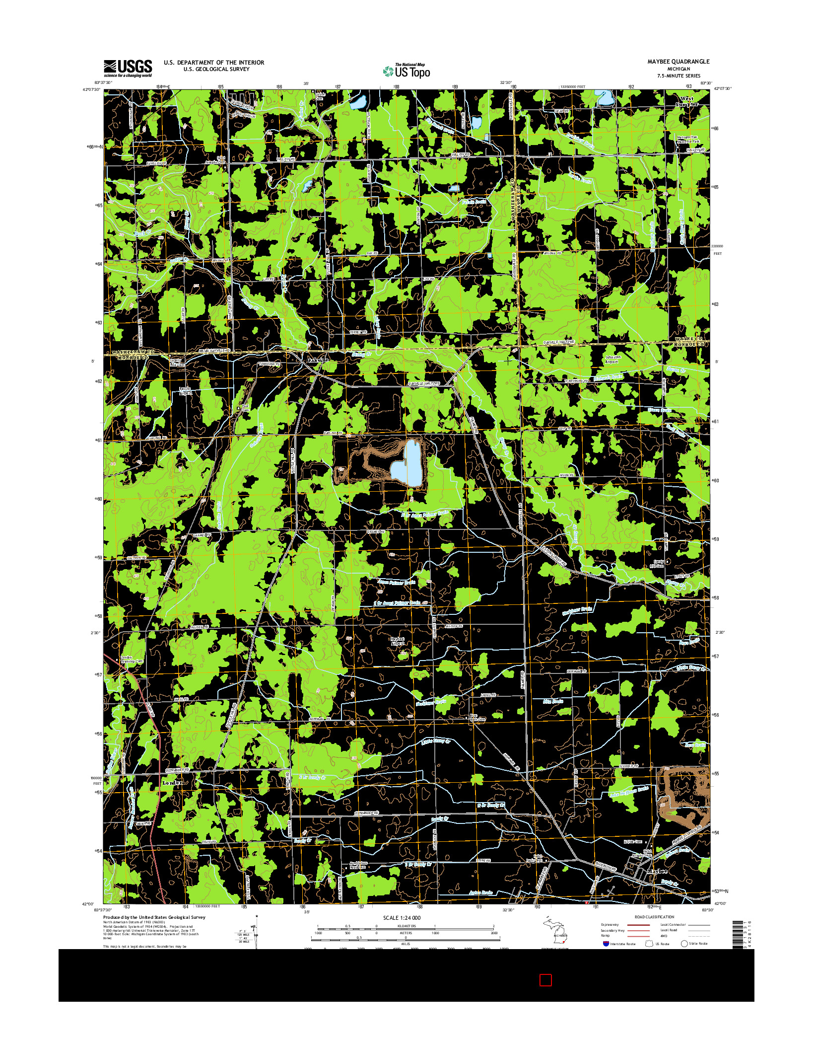 USGS US TOPO 7.5-MINUTE MAP FOR MAYBEE, MI 2014