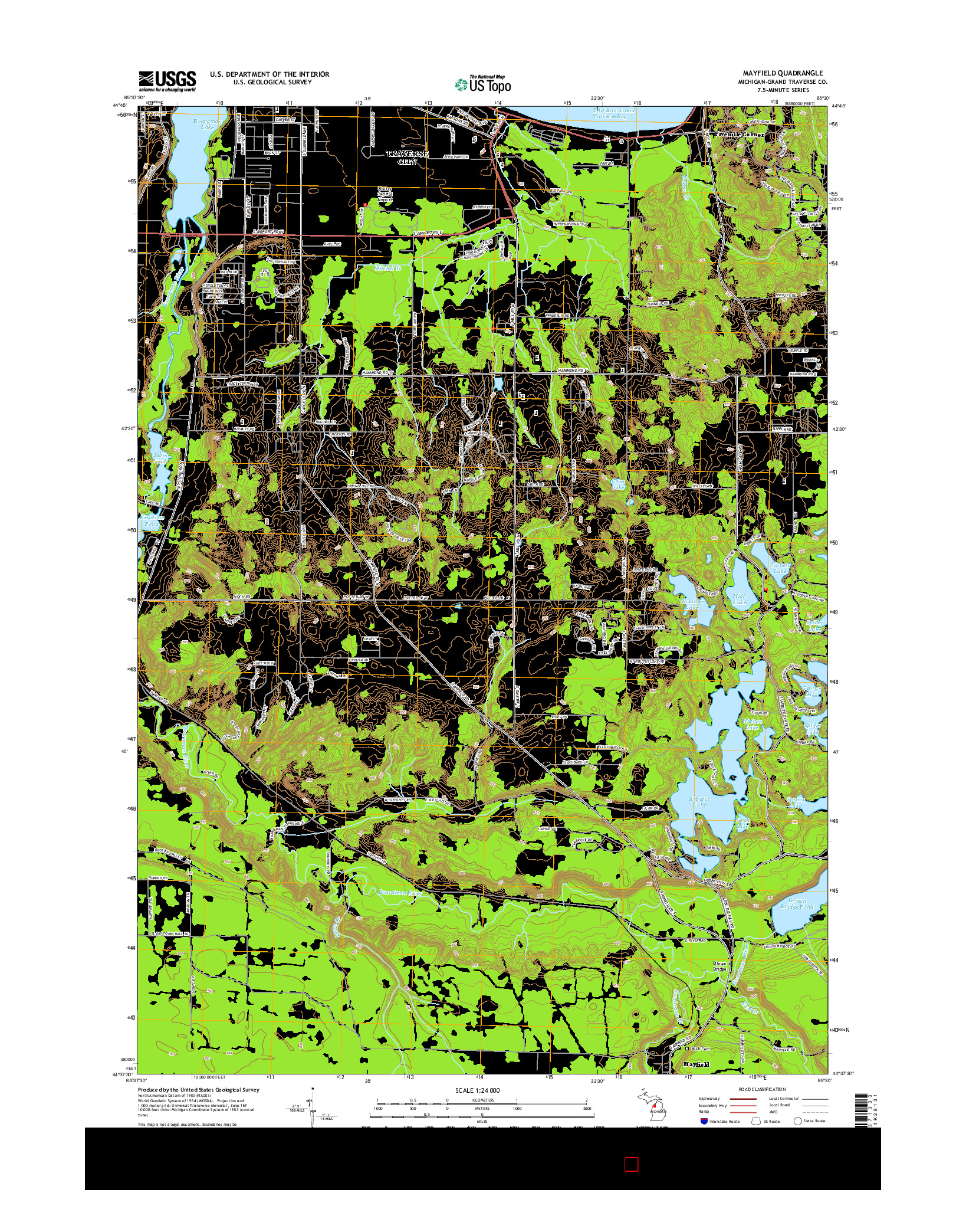 USGS US TOPO 7.5-MINUTE MAP FOR MAYFIELD, MI 2014
