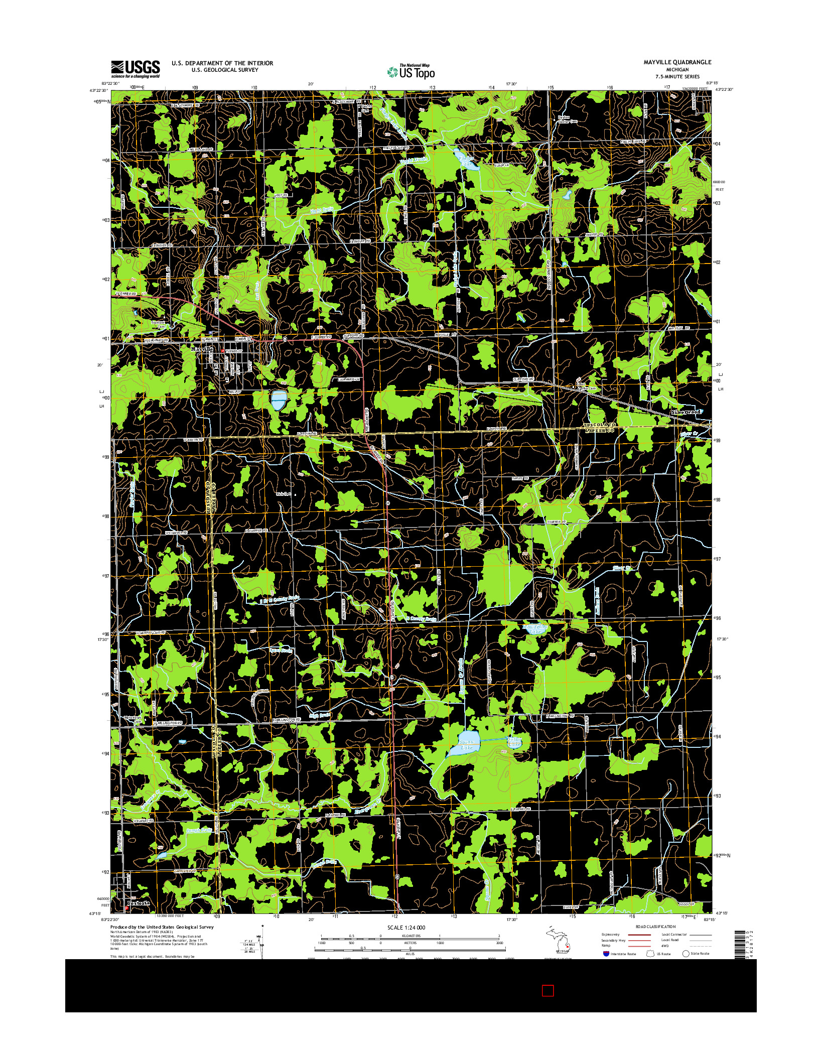 USGS US TOPO 7.5-MINUTE MAP FOR MAYVILLE, MI 2014