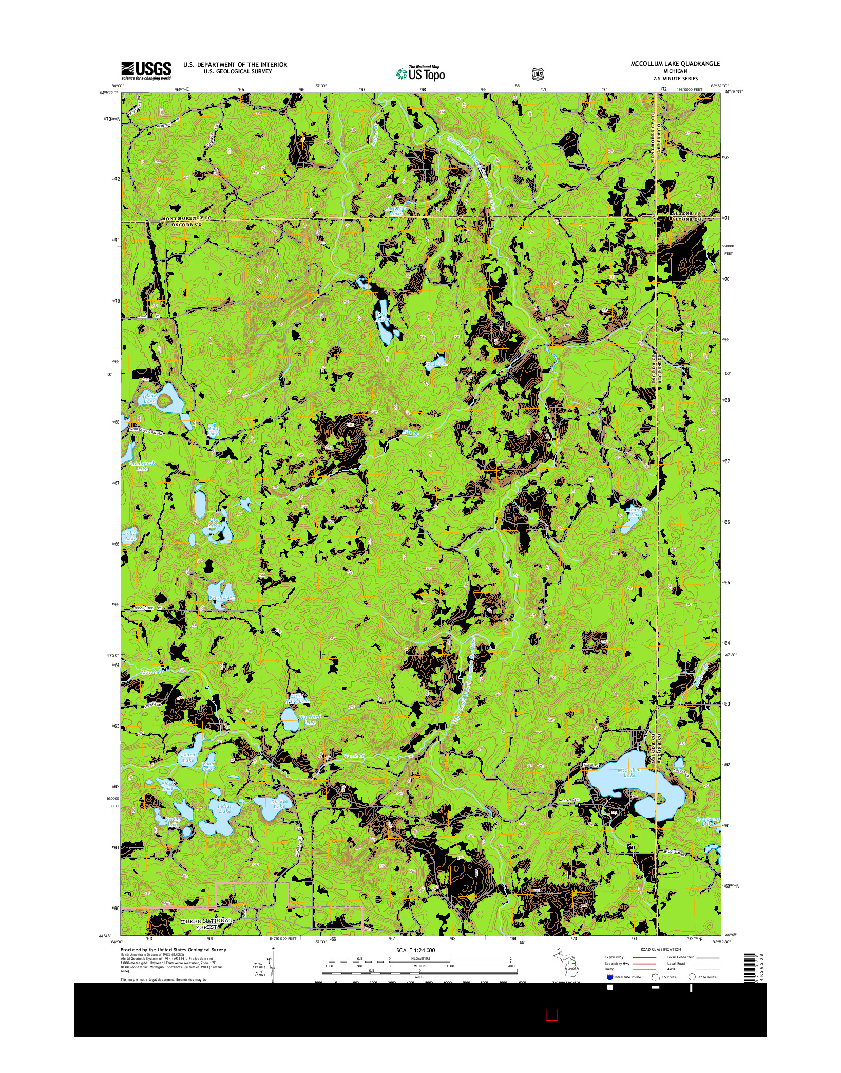 USGS US TOPO 7.5-MINUTE MAP FOR MCCOLLUM LAKE, MI 2014