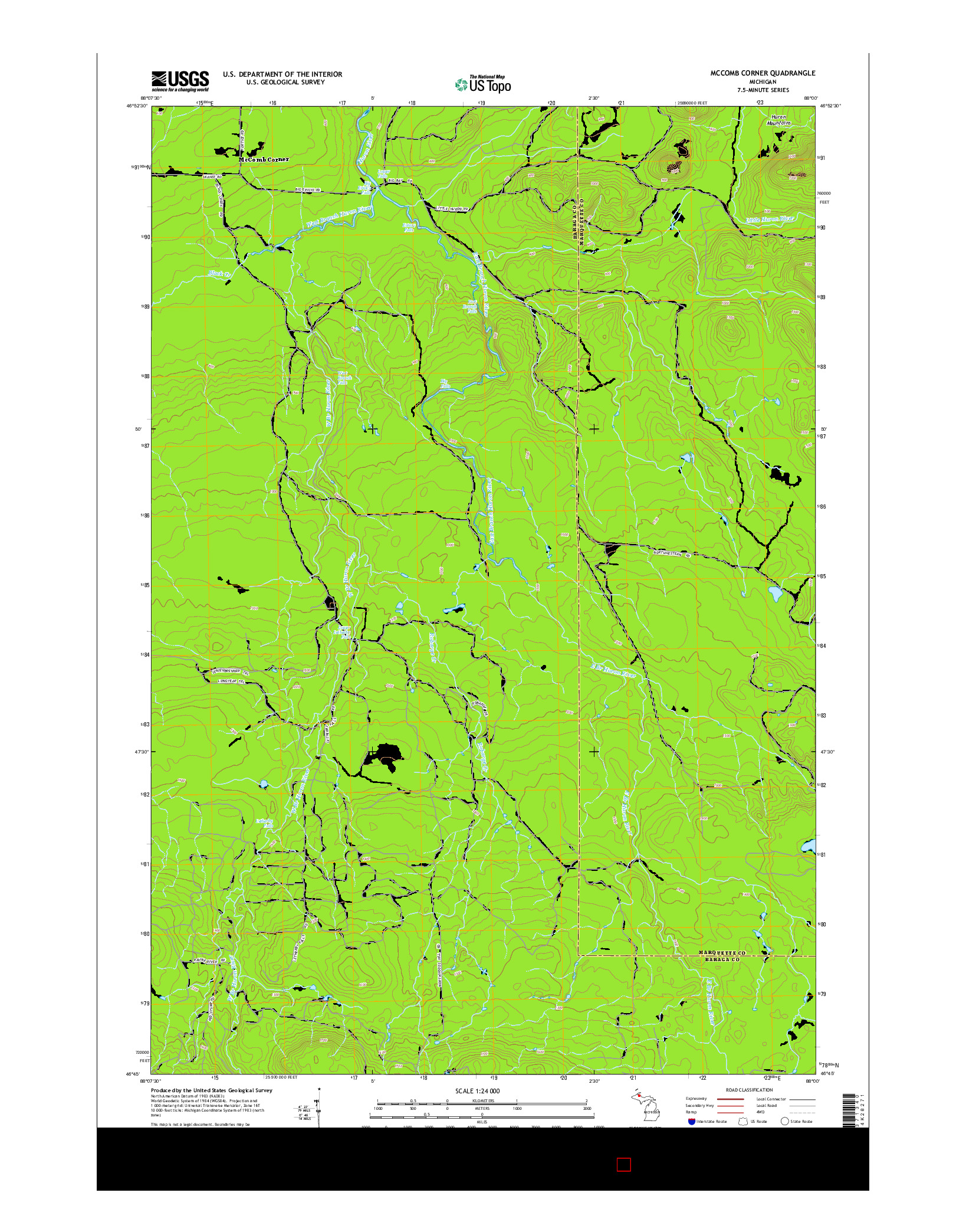 USGS US TOPO 7.5-MINUTE MAP FOR MCCOMB CORNER, MI 2014