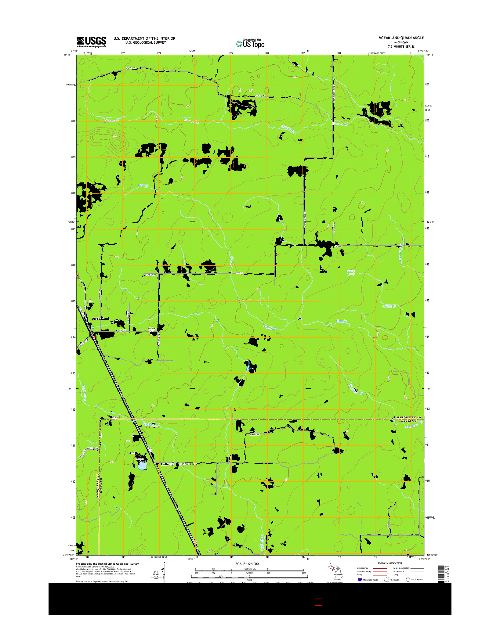 USGS US TOPO 7.5-MINUTE MAP FOR MCFARLAND, MI 2014