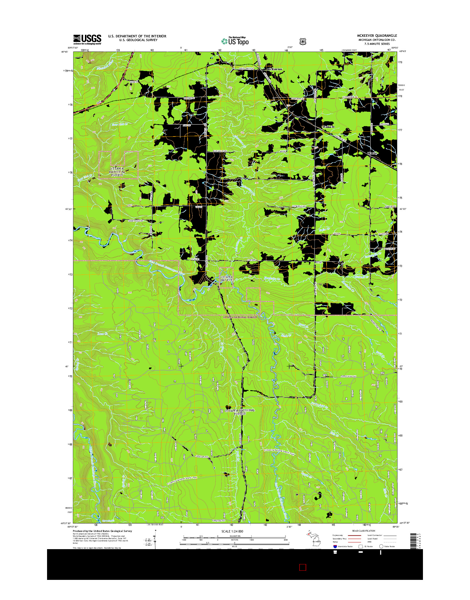 USGS US TOPO 7.5-MINUTE MAP FOR MCKEEVER, MI 2014