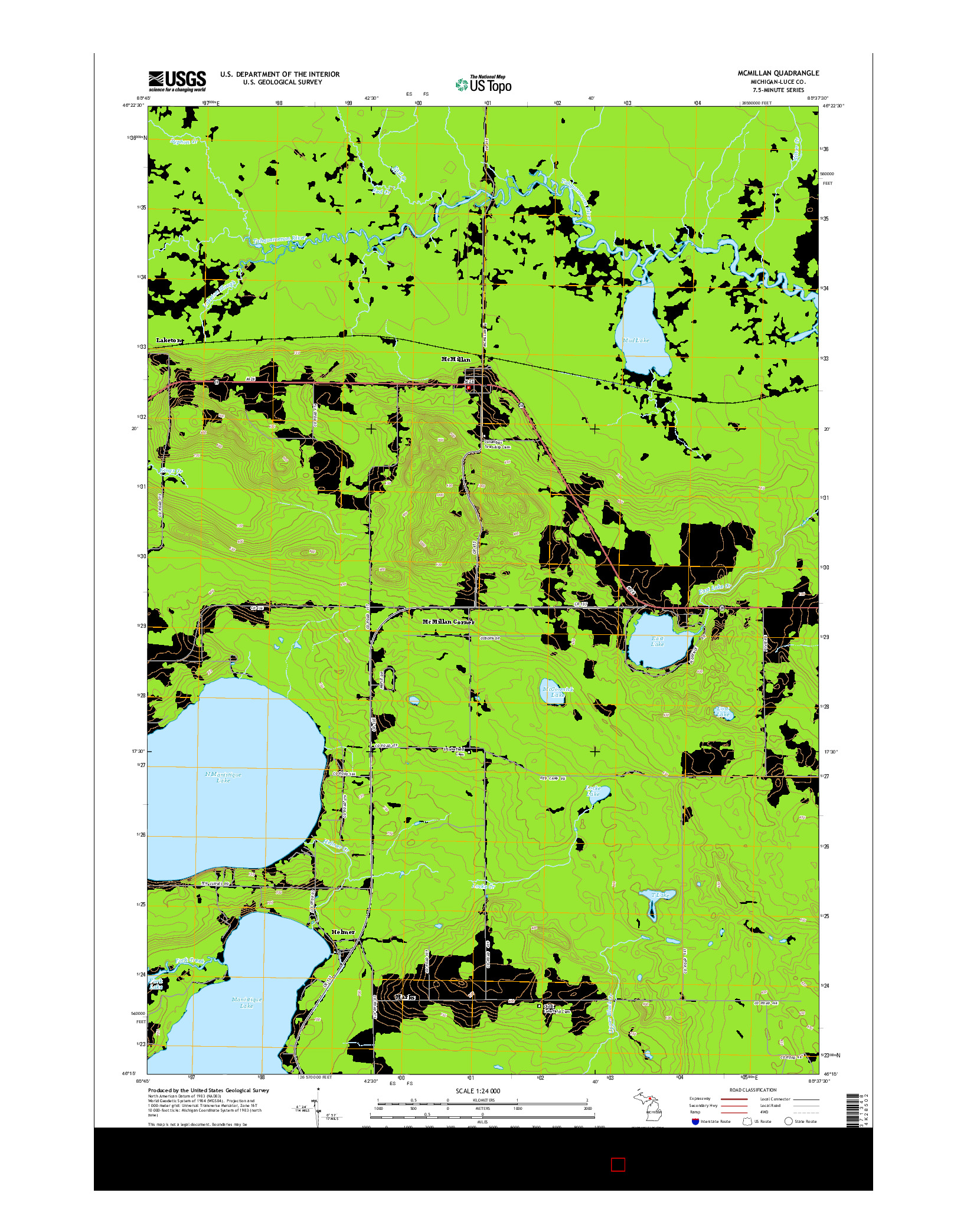 USGS US TOPO 7.5-MINUTE MAP FOR MCMILLAN, MI 2014