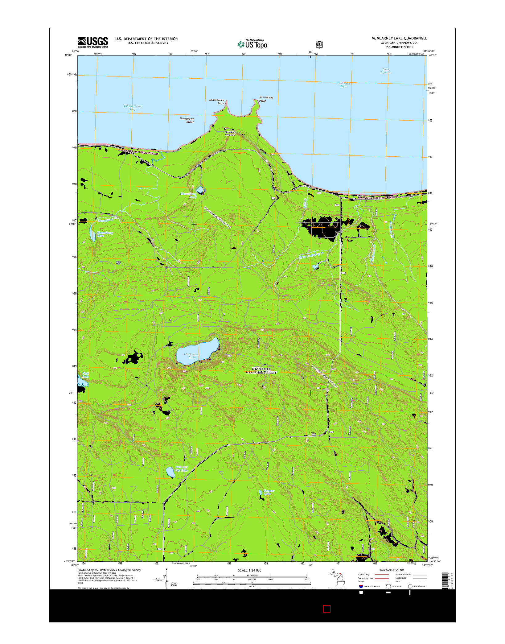USGS US TOPO 7.5-MINUTE MAP FOR MCNEARNEY LAKE, MI 2014