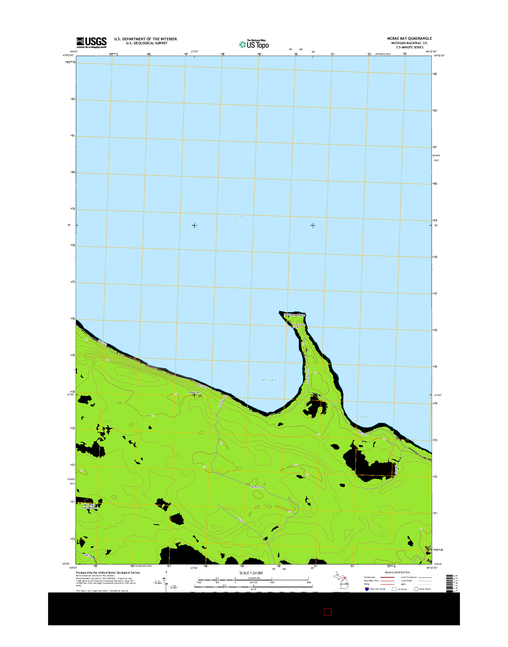 USGS US TOPO 7.5-MINUTE MAP FOR MCRAE BAY, MI 2014