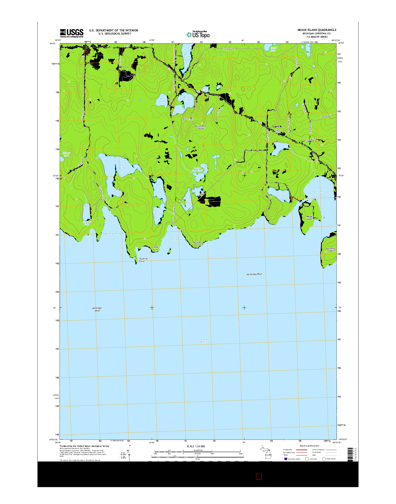 USGS US TOPO 7.5-MINUTE MAP FOR MEADE ISLAND, MI 2014