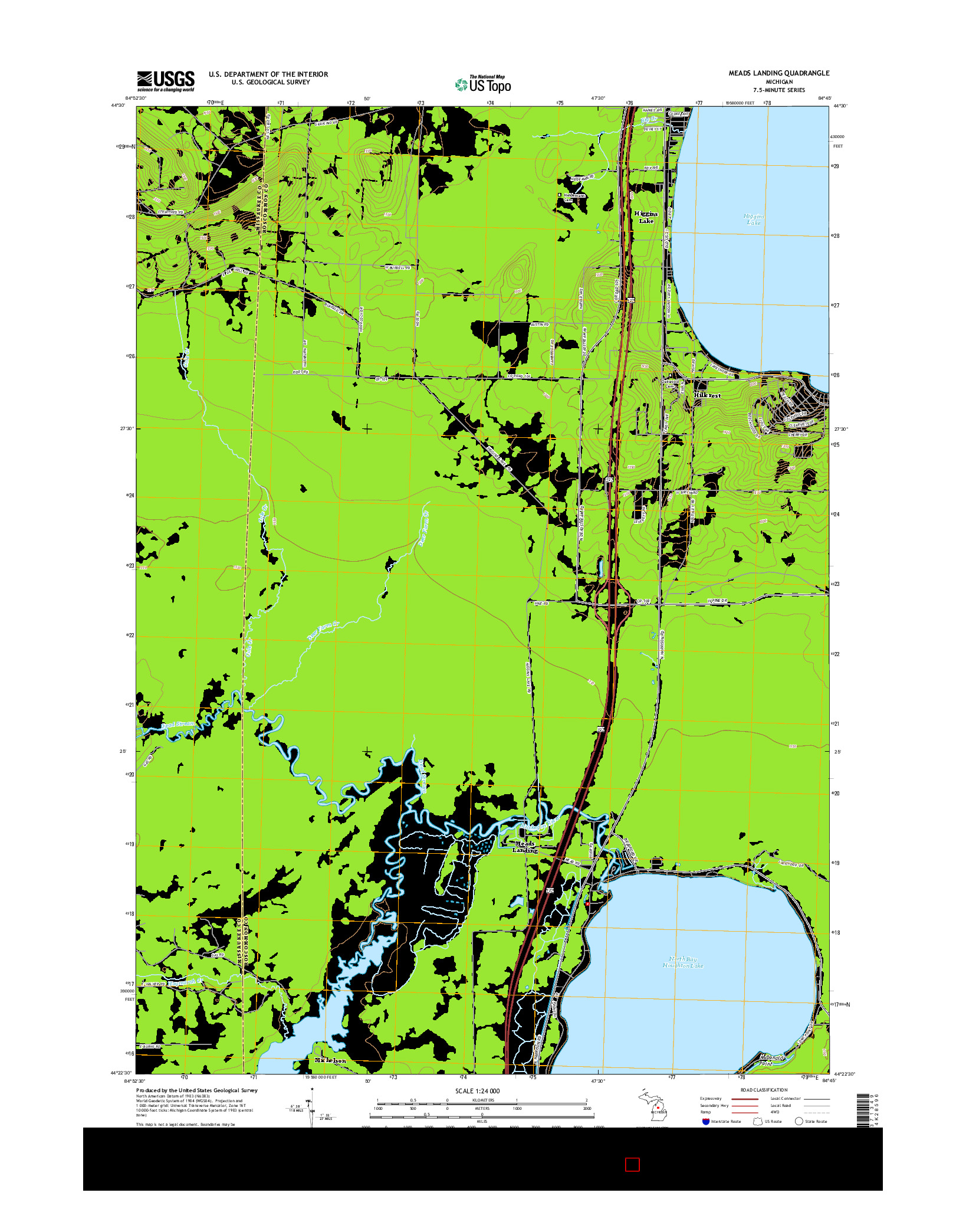 USGS US TOPO 7.5-MINUTE MAP FOR MEADS LANDING, MI 2014