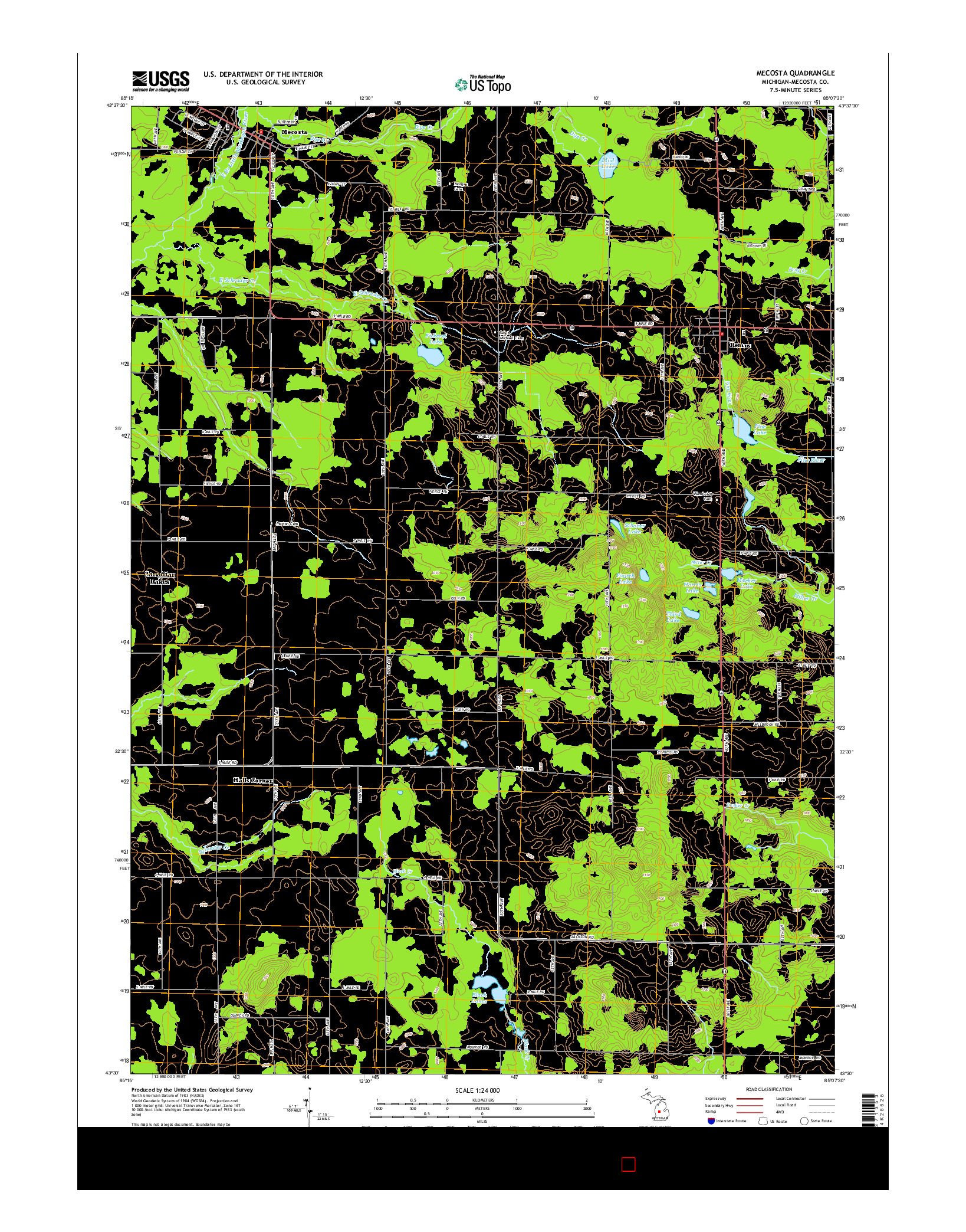 USGS US TOPO 7.5-MINUTE MAP FOR MECOSTA, MI 2014