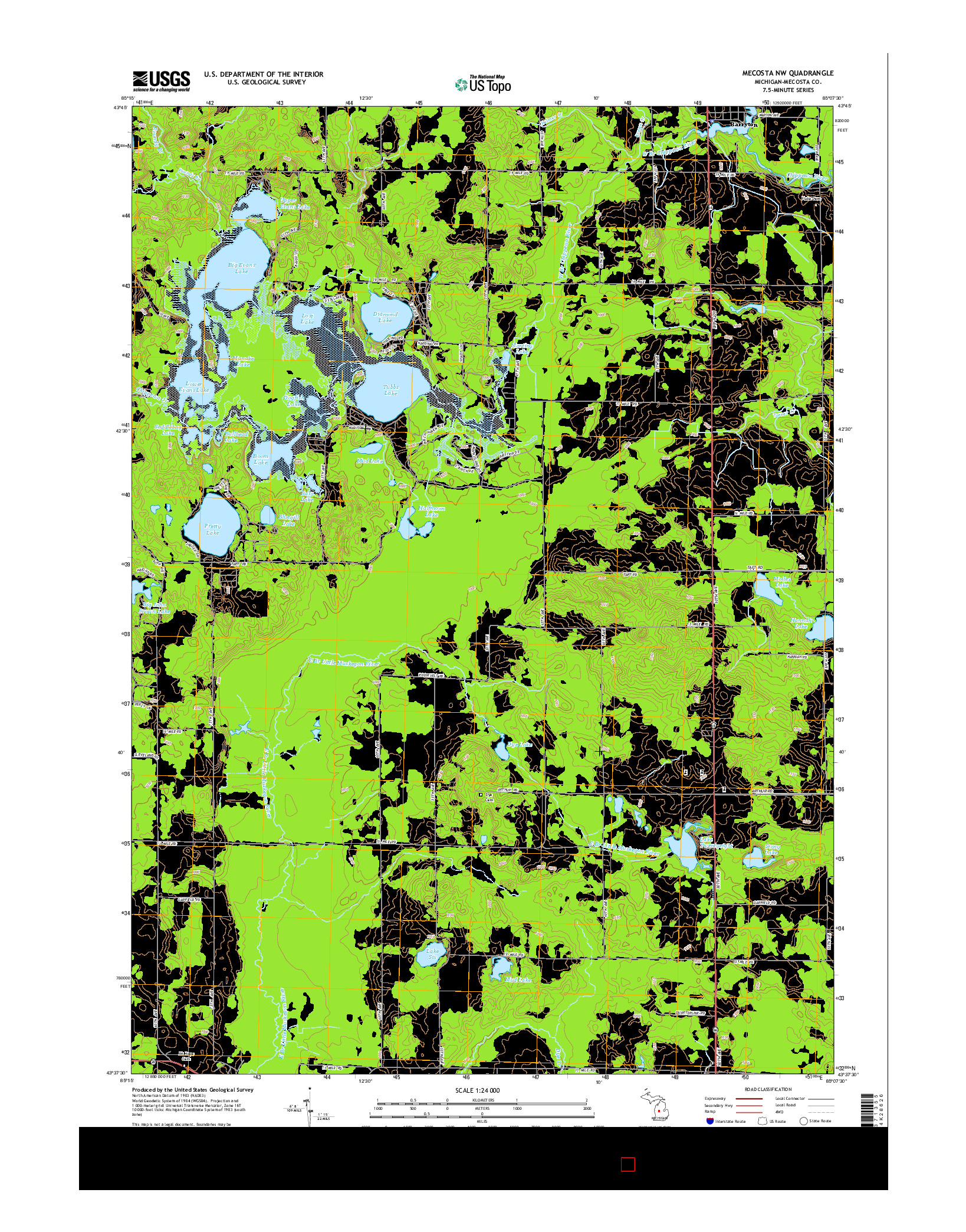 USGS US TOPO 7.5-MINUTE MAP FOR MECOSTA NW, MI 2014