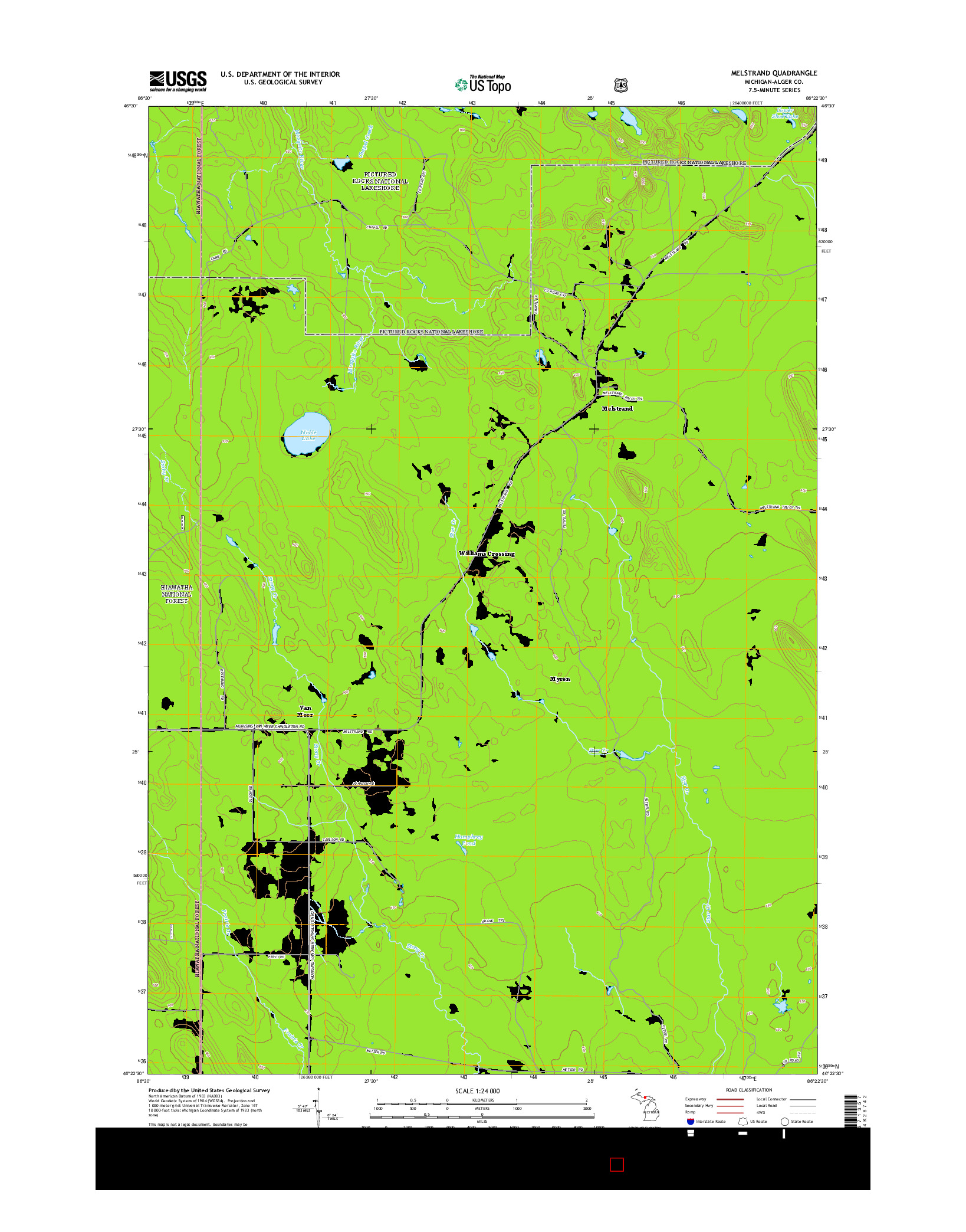 USGS US TOPO 7.5-MINUTE MAP FOR MELSTRAND, MI 2014