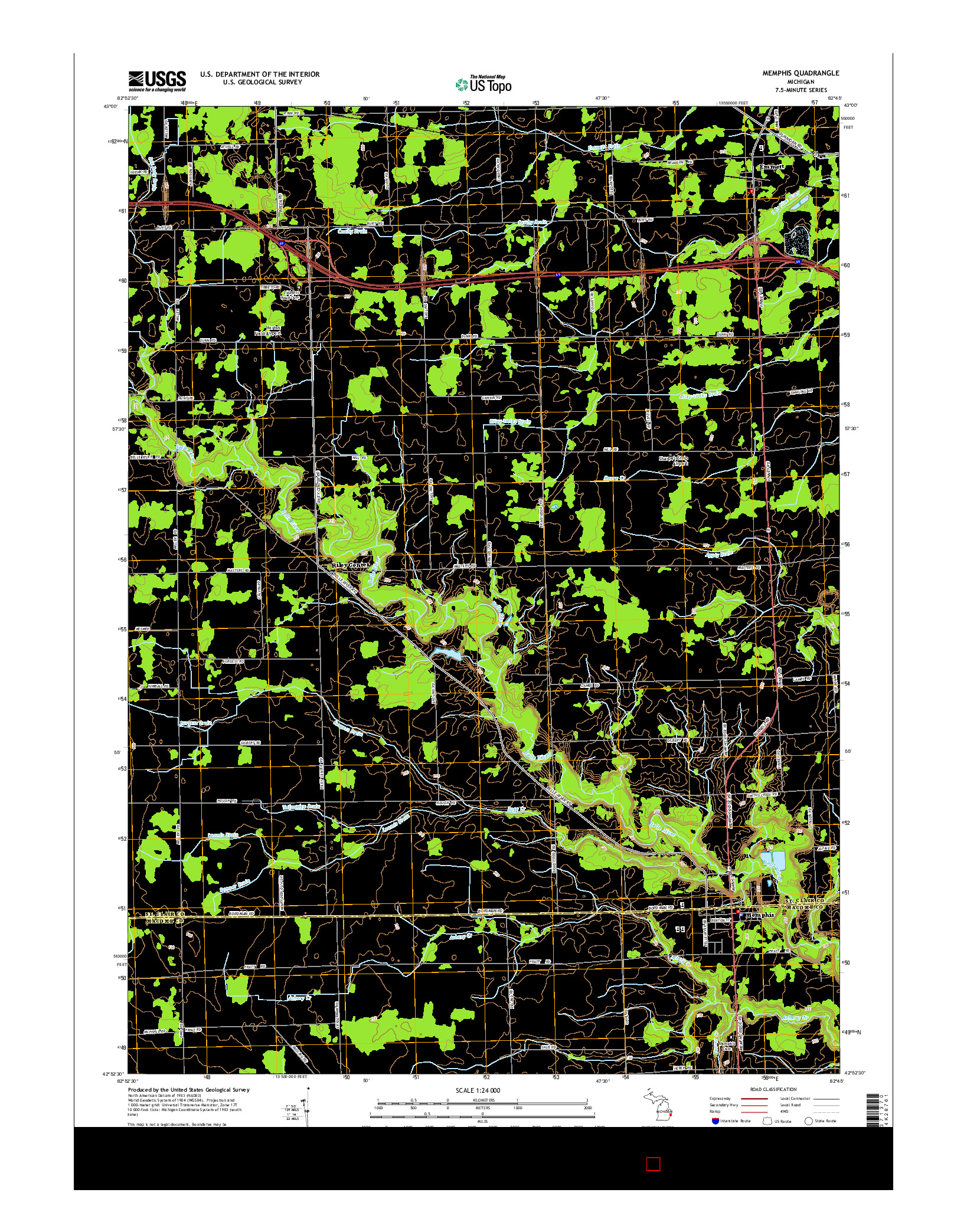 USGS US TOPO 7.5-MINUTE MAP FOR MEMPHIS, MI 2014