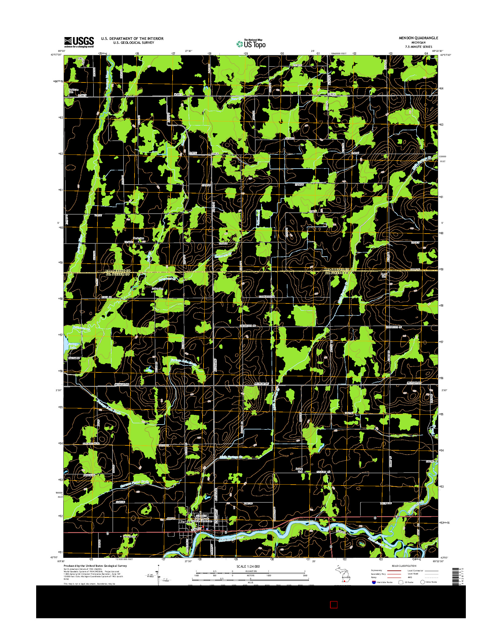 USGS US TOPO 7.5-MINUTE MAP FOR MENDON, MI 2014