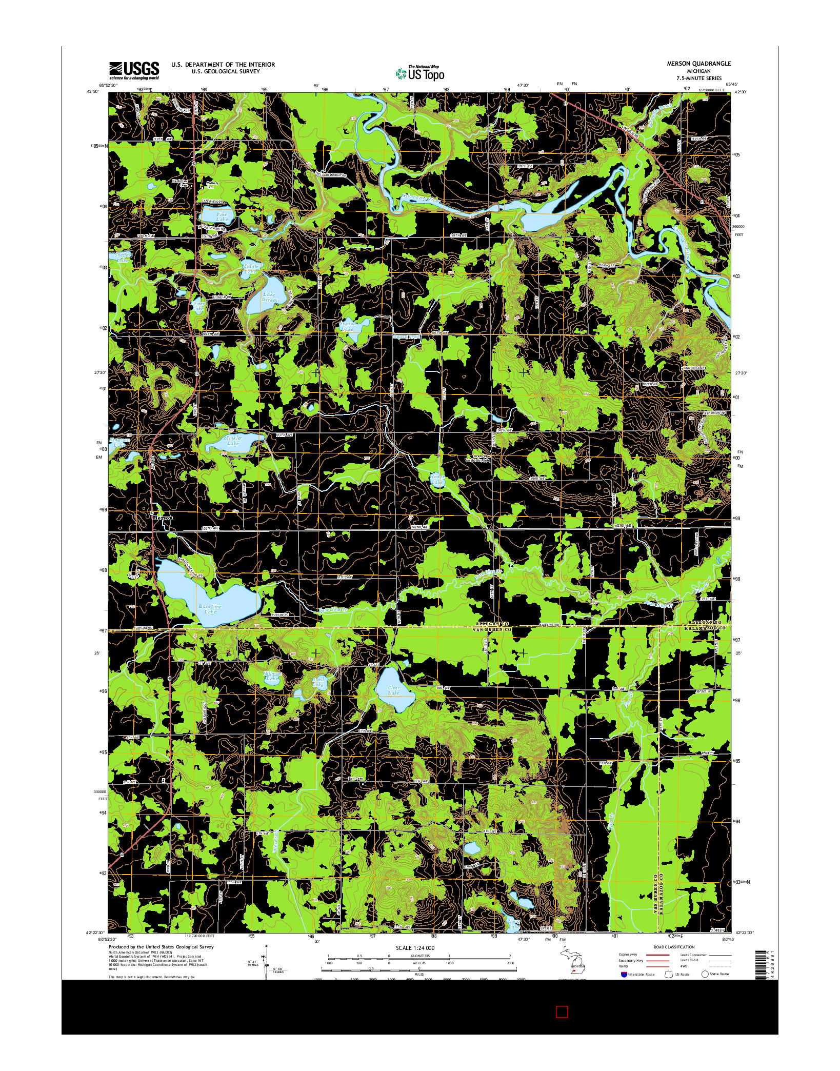 USGS US TOPO 7.5-MINUTE MAP FOR MERSON, MI 2014