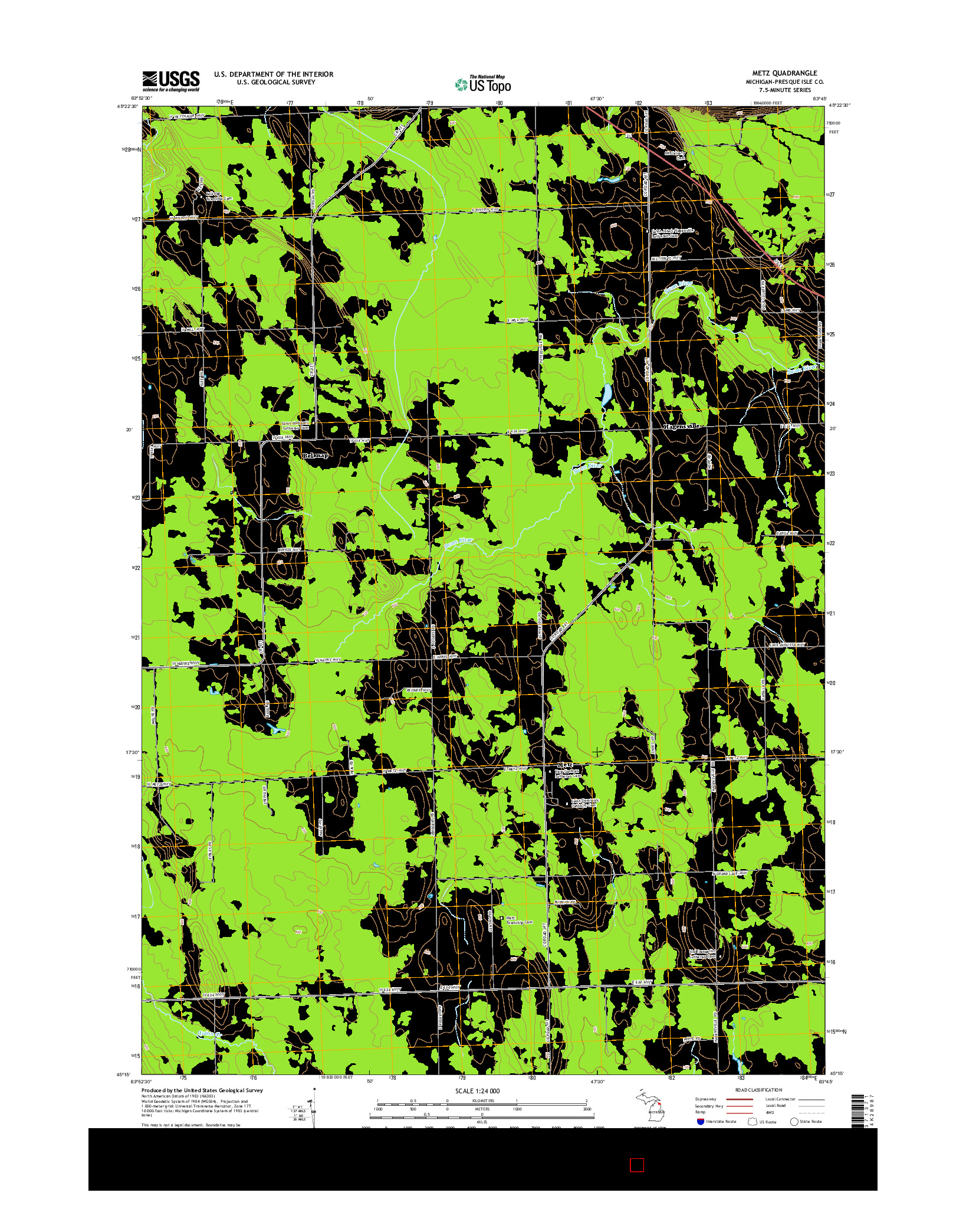 USGS US TOPO 7.5-MINUTE MAP FOR METZ, MI 2014