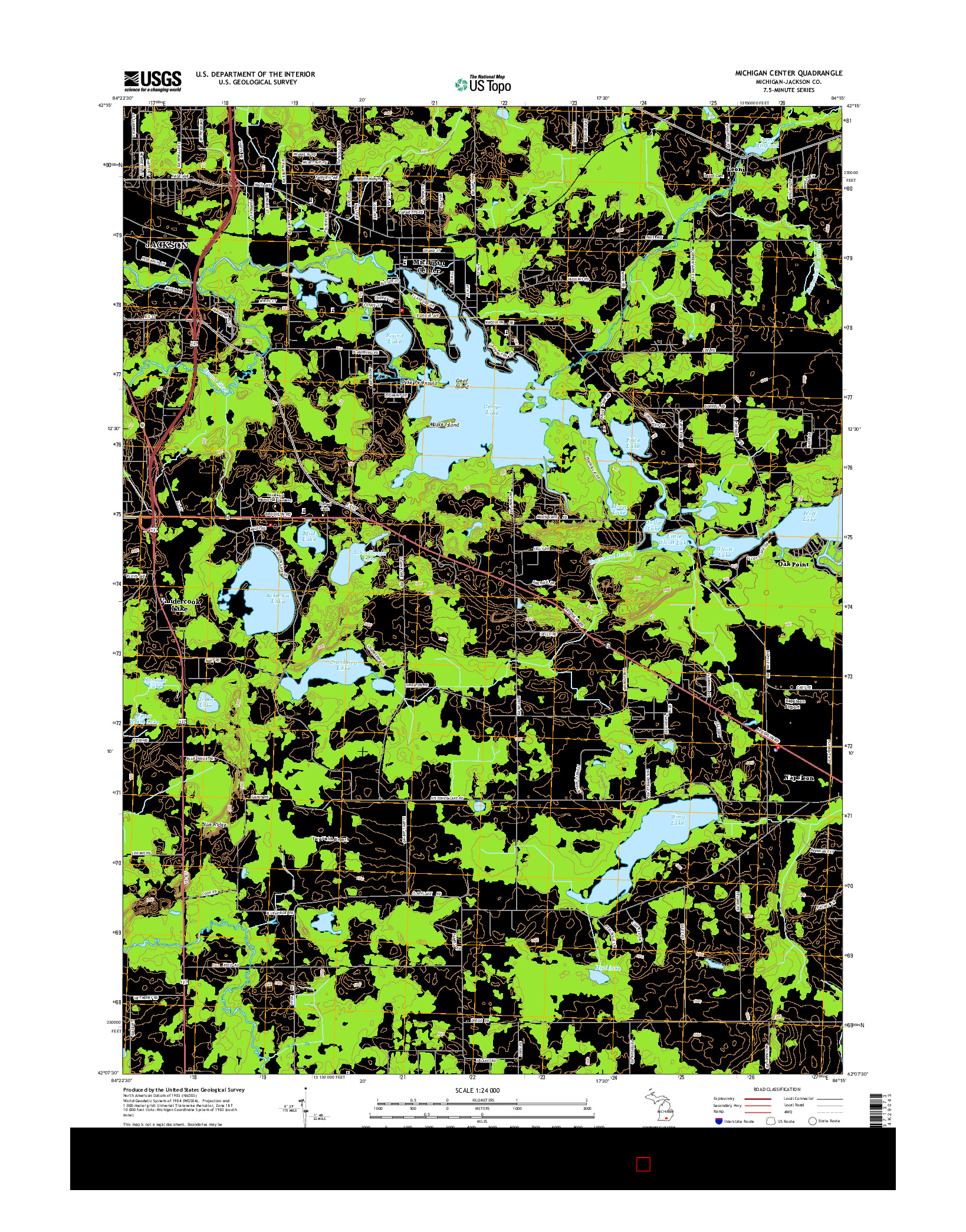 USGS US TOPO 7.5-MINUTE MAP FOR MICHIGAN CENTER, MI 2014