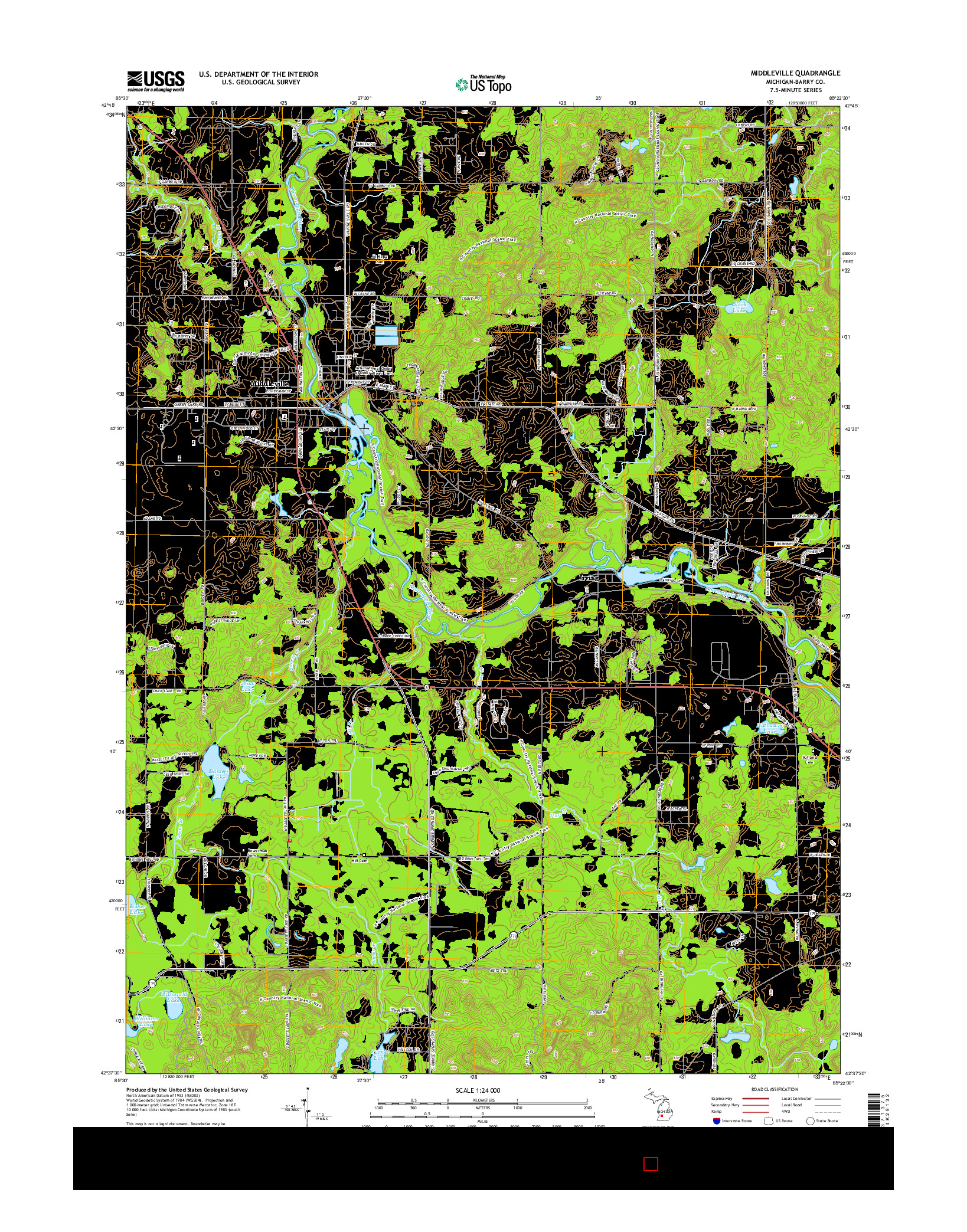 USGS US TOPO 7.5-MINUTE MAP FOR MIDDLEVILLE, MI 2014