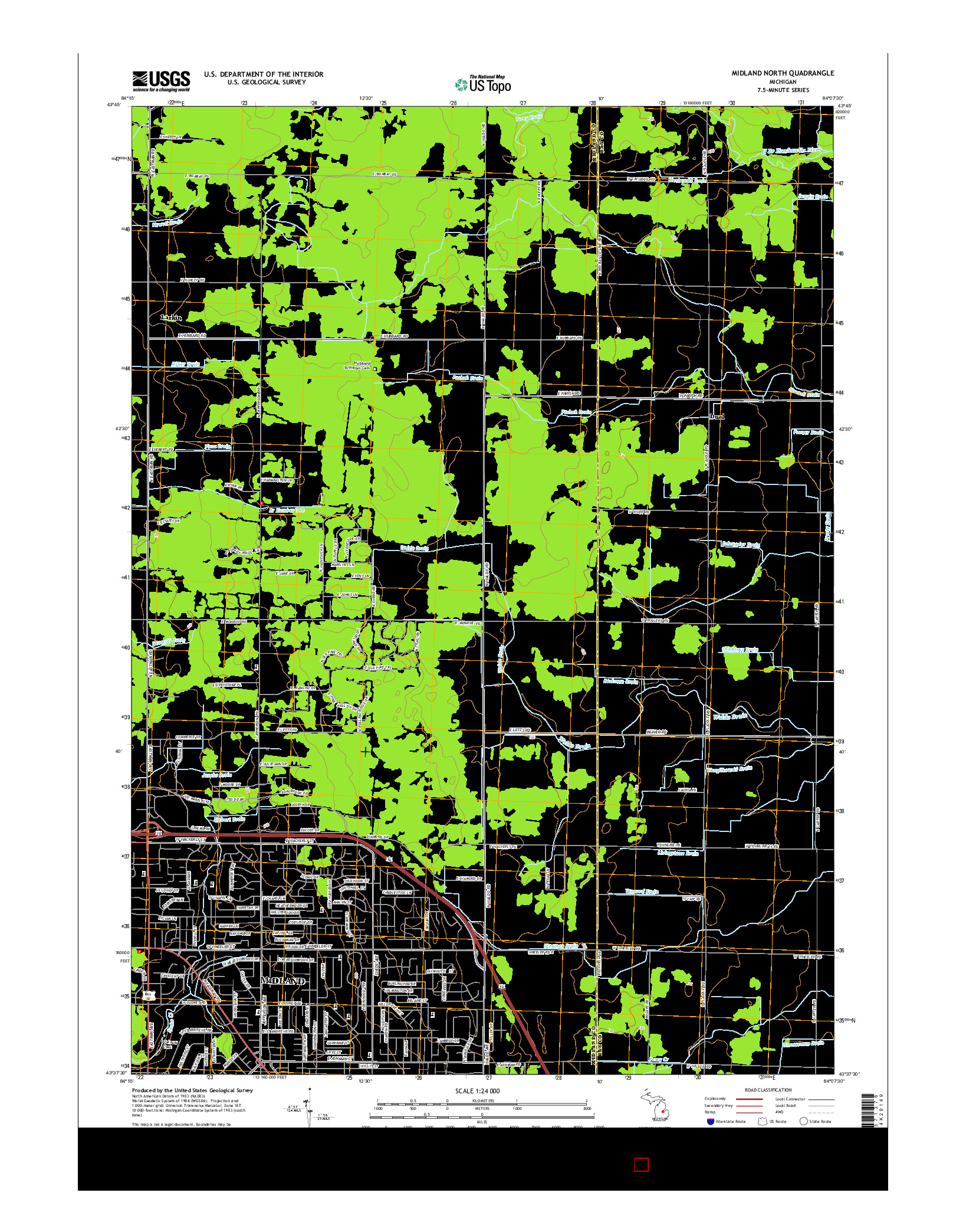 USGS US TOPO 7.5-MINUTE MAP FOR MIDLAND NORTH, MI 2014