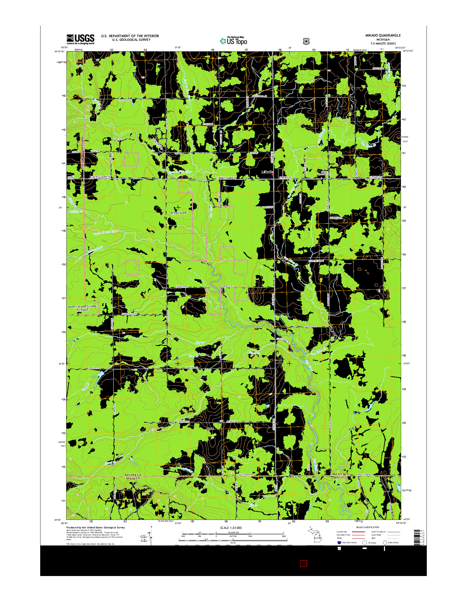 USGS US TOPO 7.5-MINUTE MAP FOR MIKADO, MI 2014
