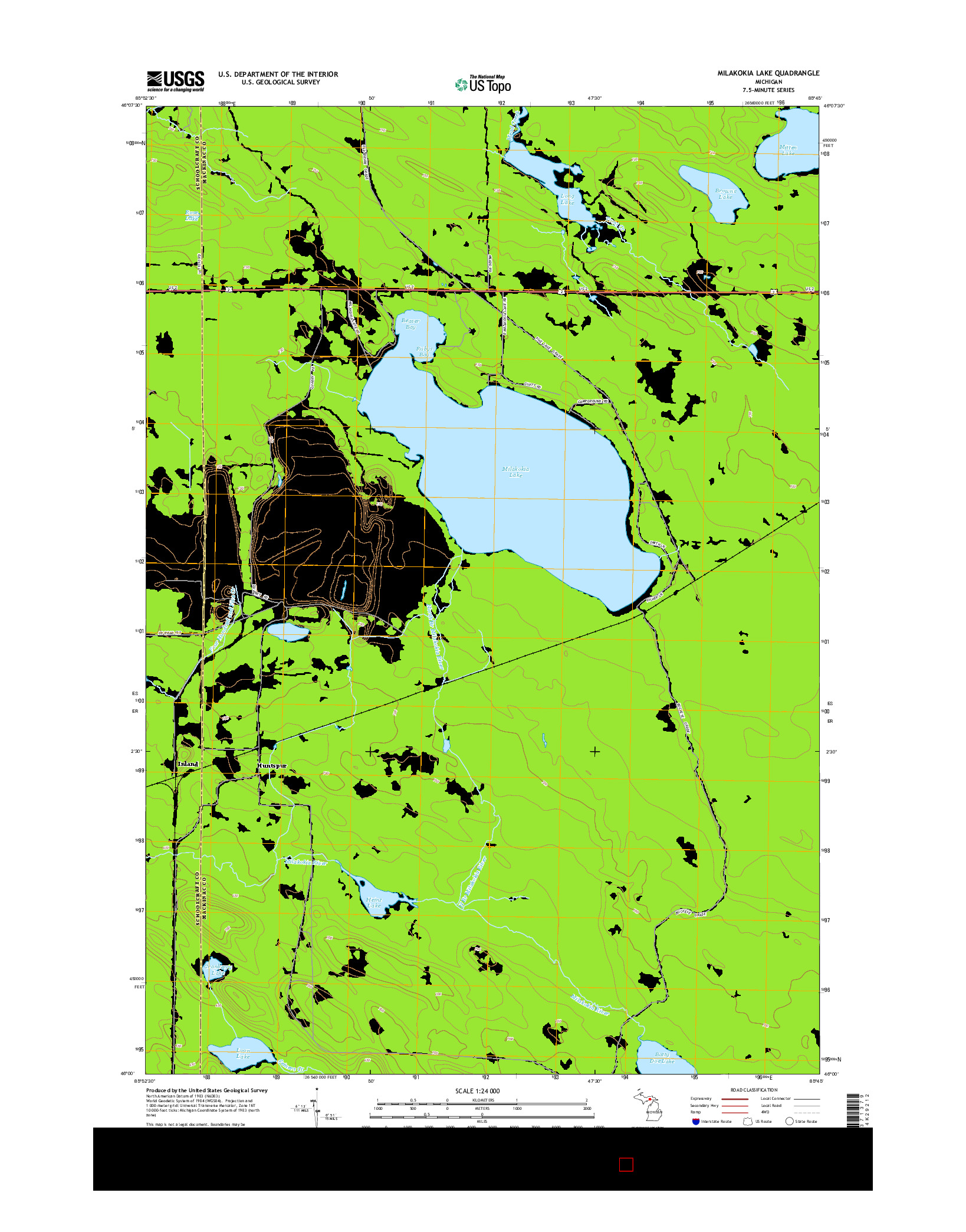USGS US TOPO 7.5-MINUTE MAP FOR MILAKOKIA LAKE, MI 2014