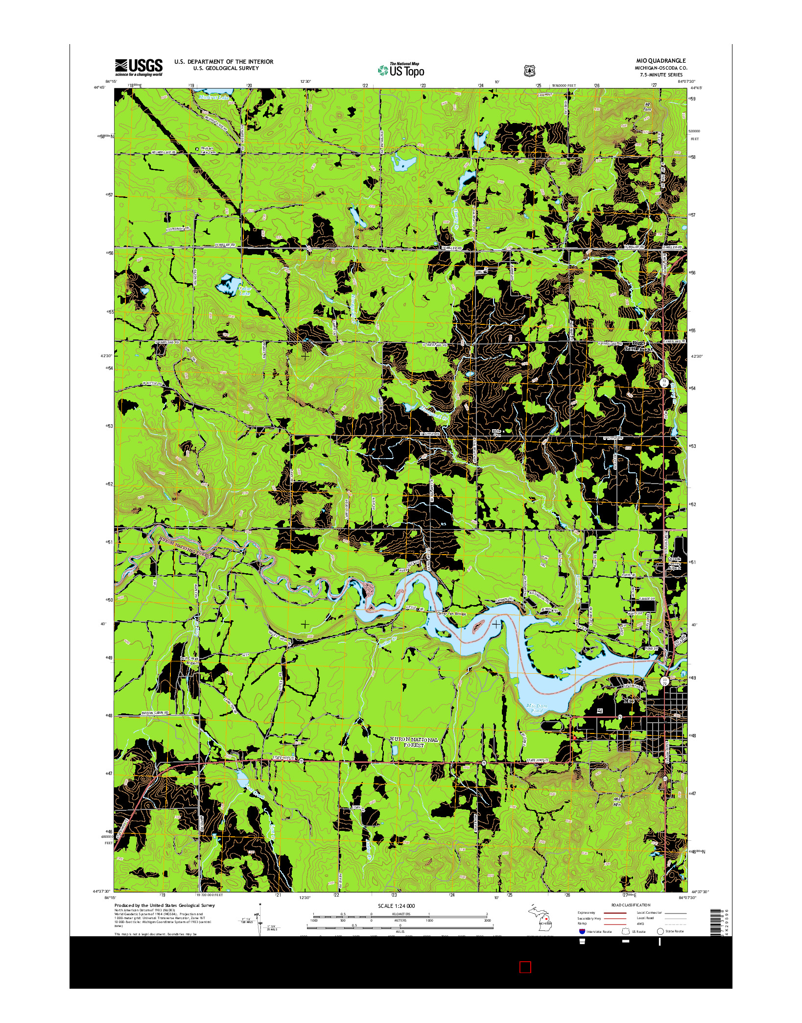 USGS US TOPO 7.5-MINUTE MAP FOR MIO, MI 2014