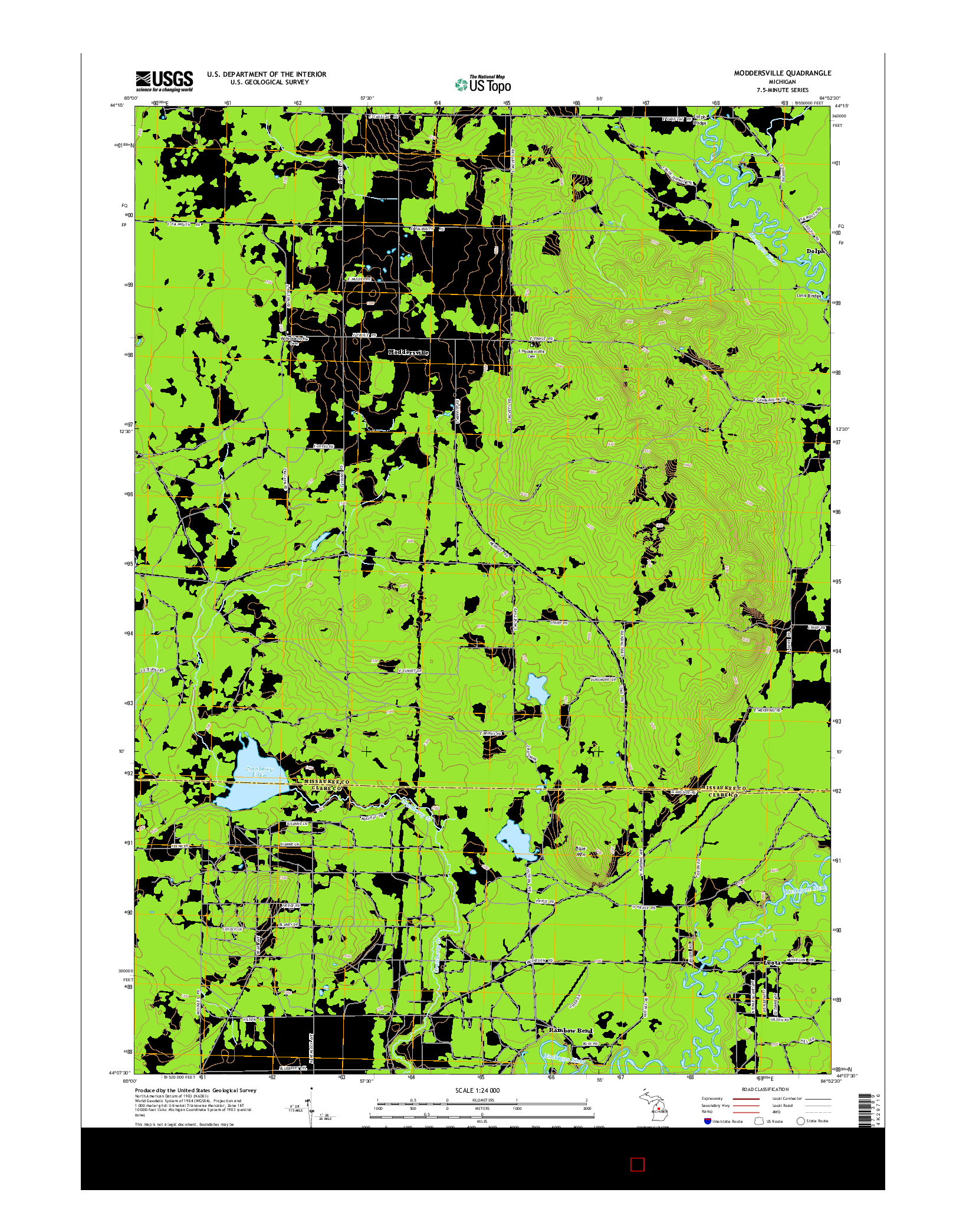 USGS US TOPO 7.5-MINUTE MAP FOR MODDERSVILLE, MI 2014