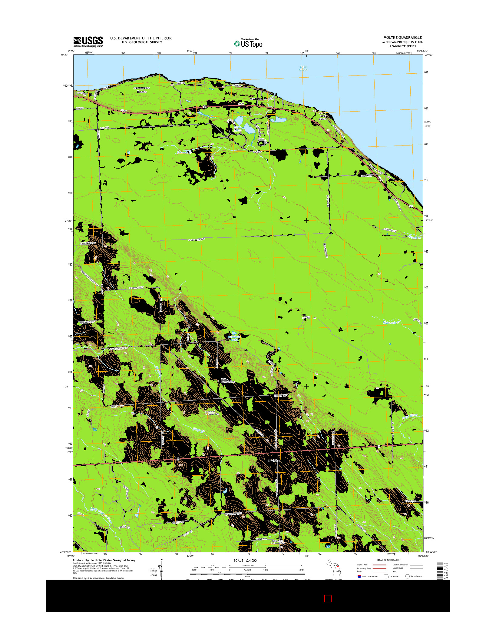 USGS US TOPO 7.5-MINUTE MAP FOR MOLTKE, MI 2014