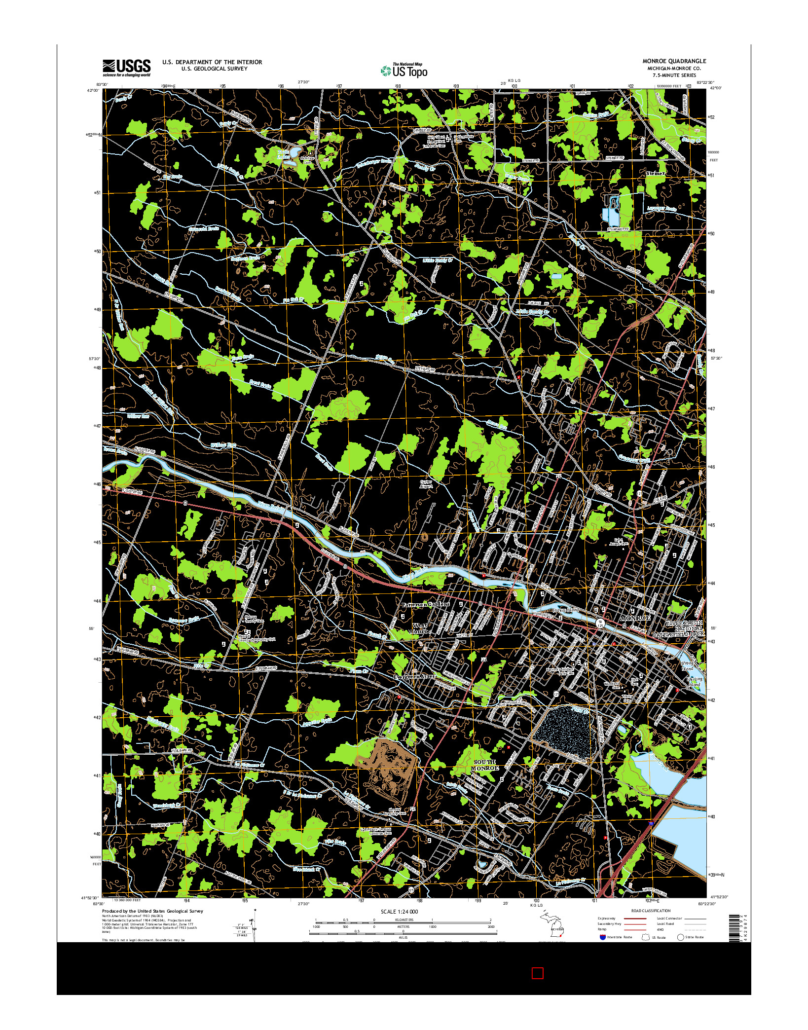 USGS US TOPO 7.5-MINUTE MAP FOR MONROE, MI 2014